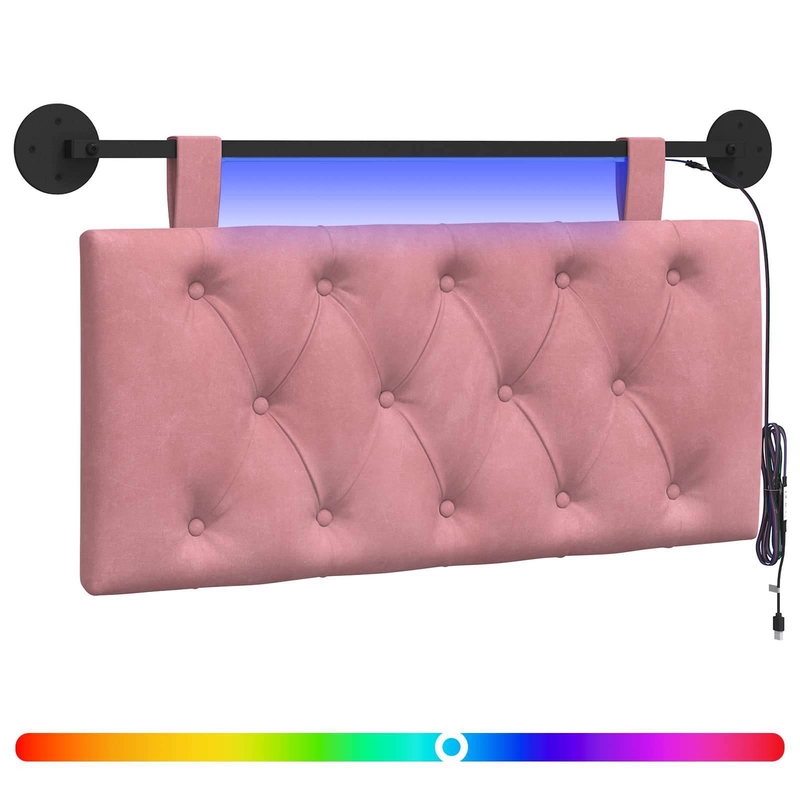 vidaXL Hängendes Kopfteil Mit LED Licht Rosa Samt