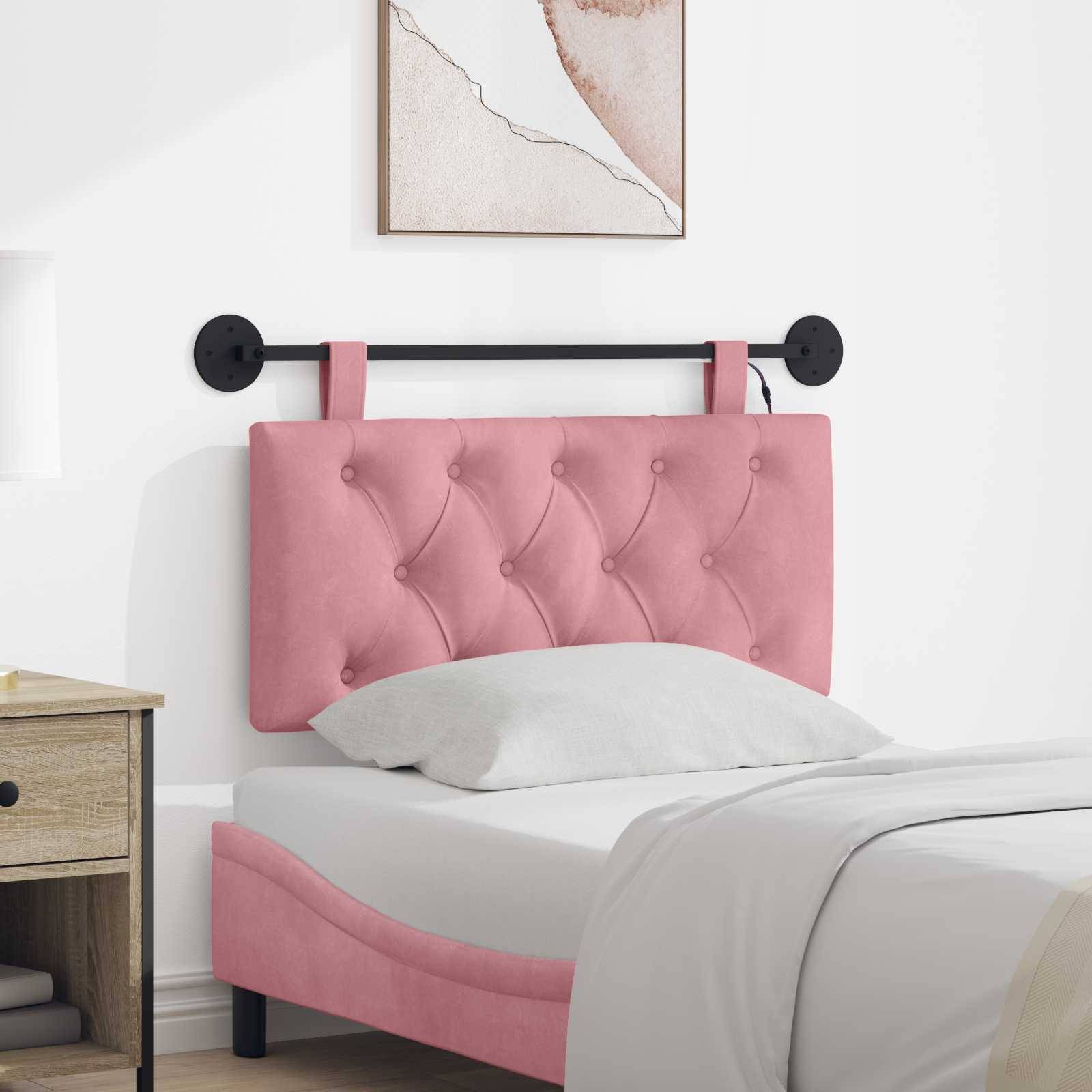 vidaXL Hängendes Kopfteil Mit LED Licht Rosa Samt