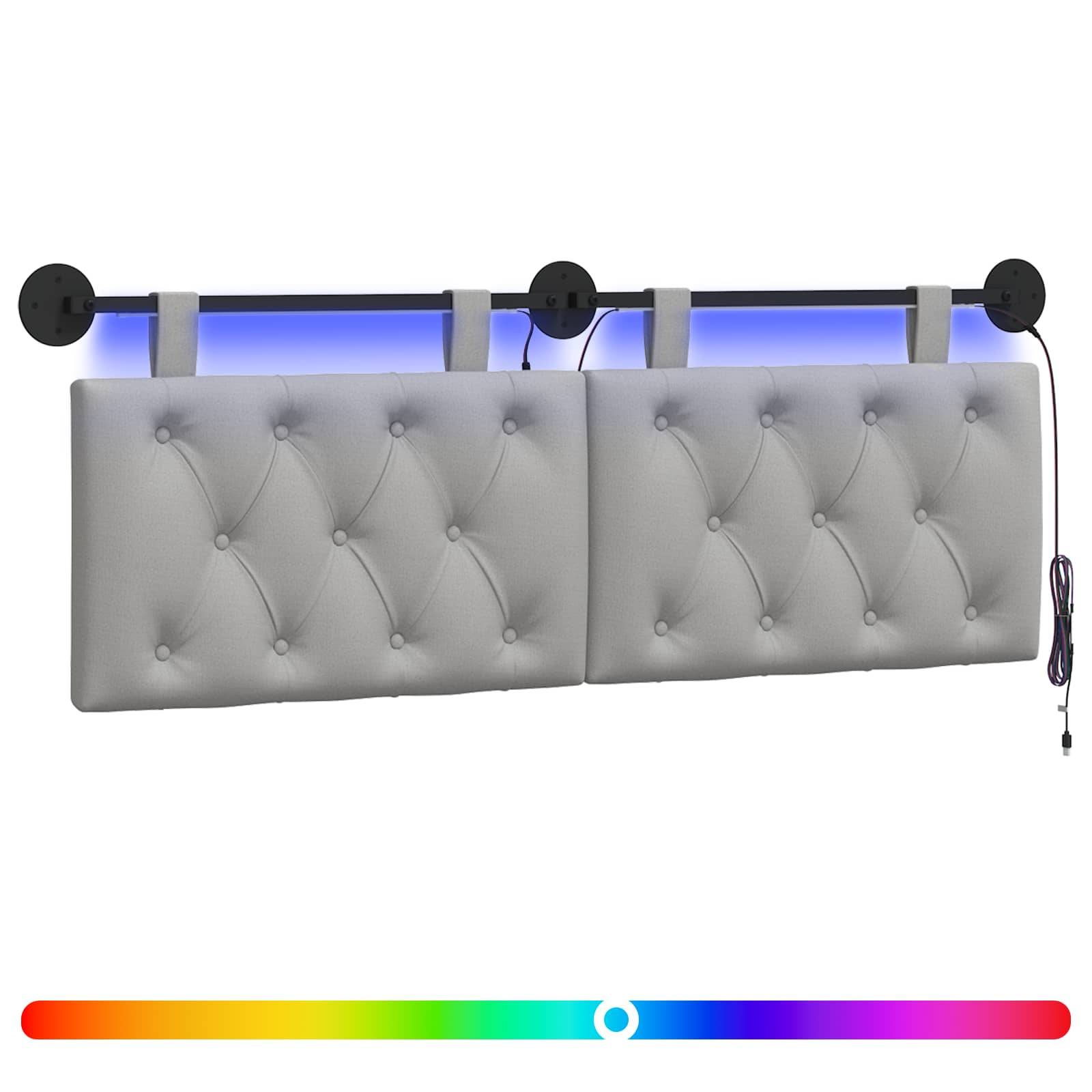 vidaXL Hängendes Kopfteil Mit LED Licht Wolkengrau Stoff