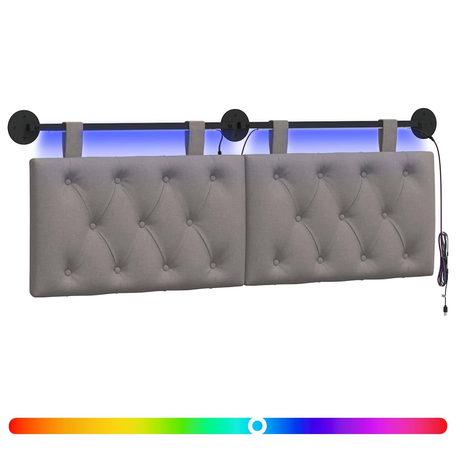 vidaXL Hängendes Kopfteil Mit LED Licht Taupe Stoff