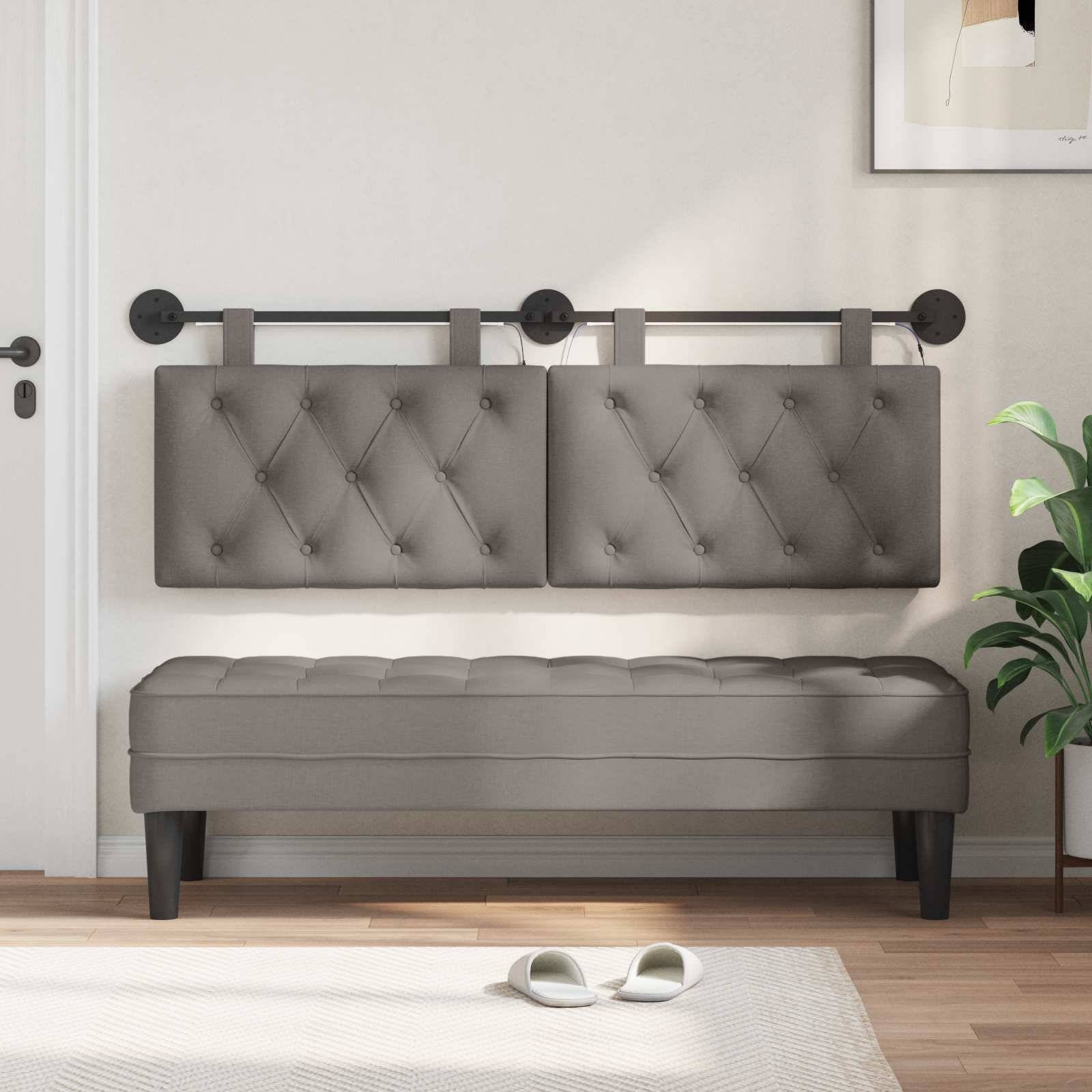 vidaXL Hängendes Kopfteil Mit LED Licht Taupe Stoff