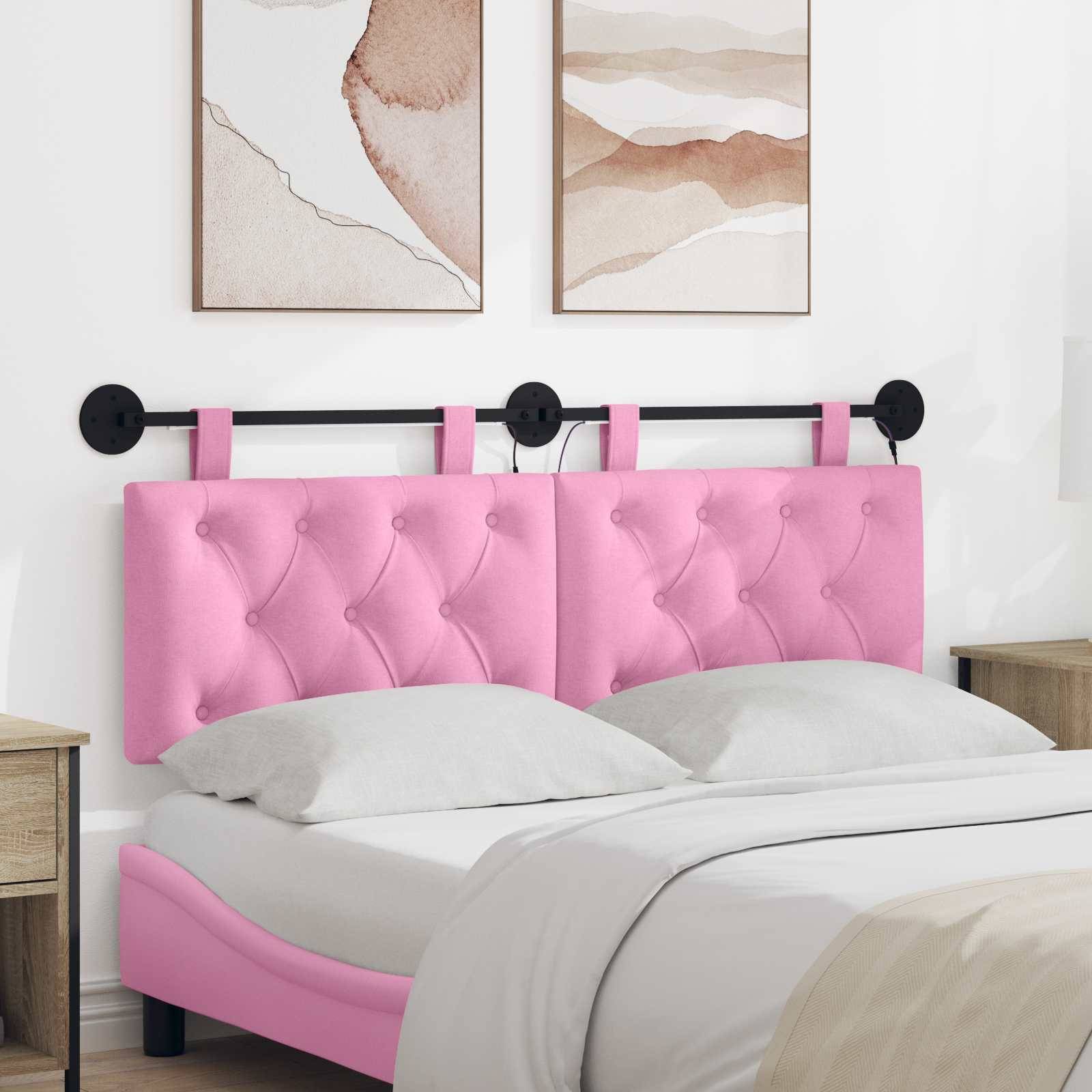 vidaXL Hängendes Kopfteil Mit LED Licht Rosa Stoff