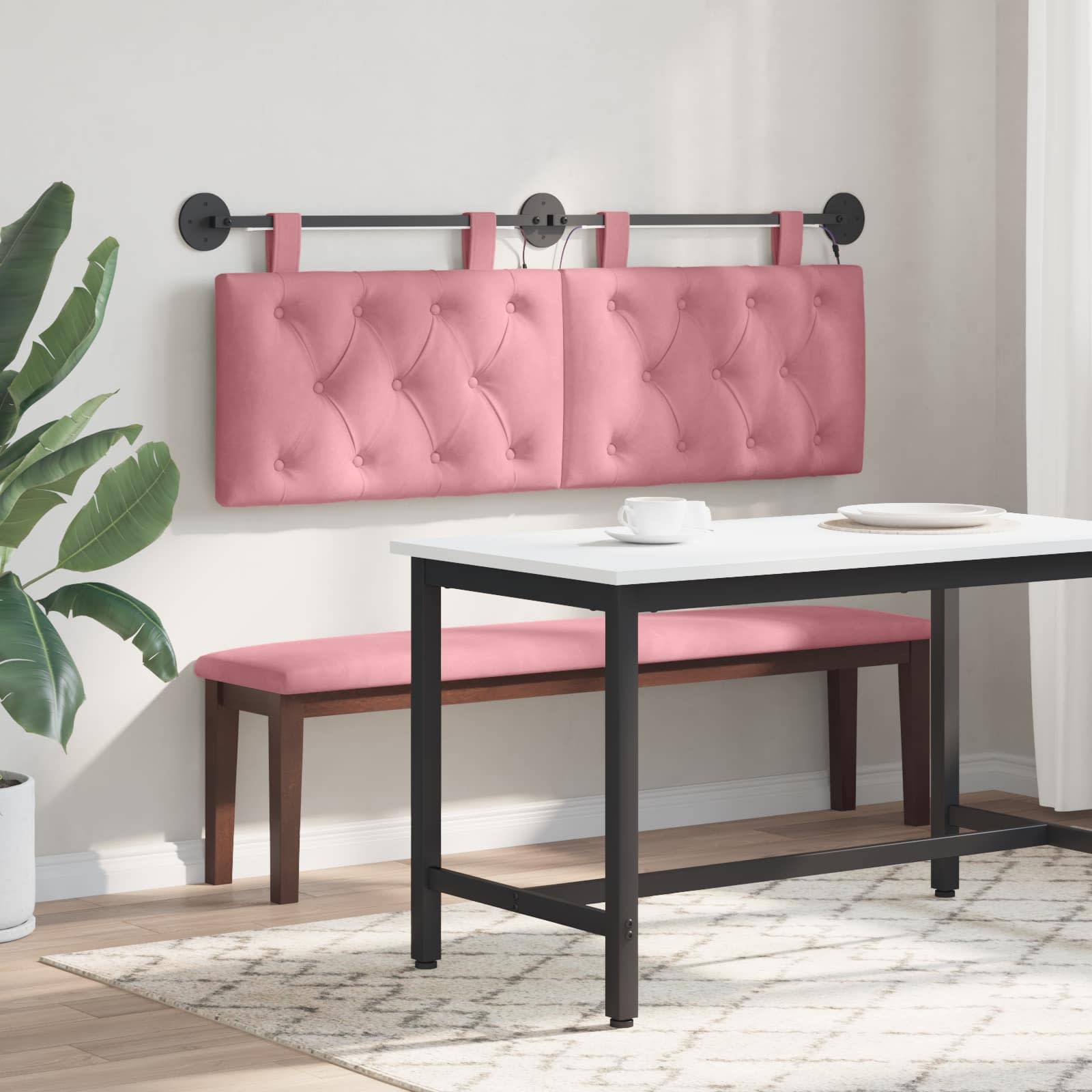 vidaXL Hängendes Kopfteil Mit LED Licht Rosa Samt