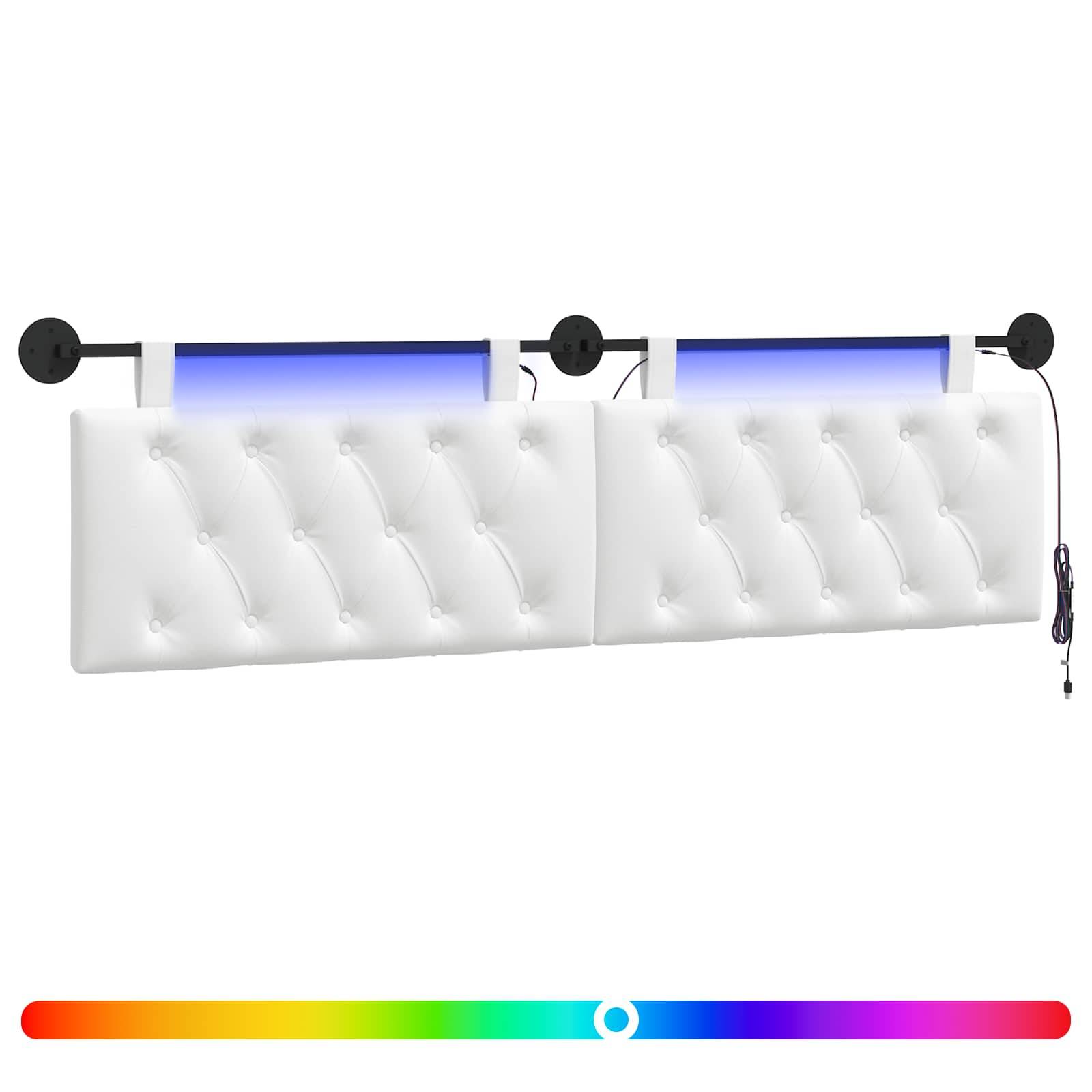vidaXL Hängendes Kopfteil Mit LED Licht Weiß Stoff