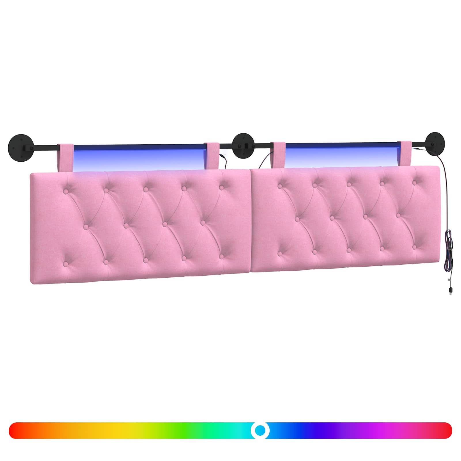 vidaXL Hängendes Kopfteil Mit LED Licht Rosa Stoff