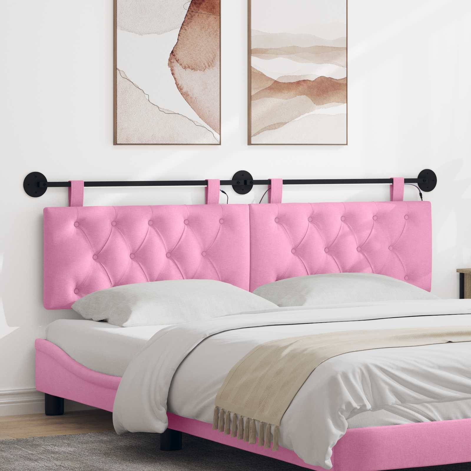 vidaXL Hängendes Kopfteil Mit LED Licht Rosa Stoff