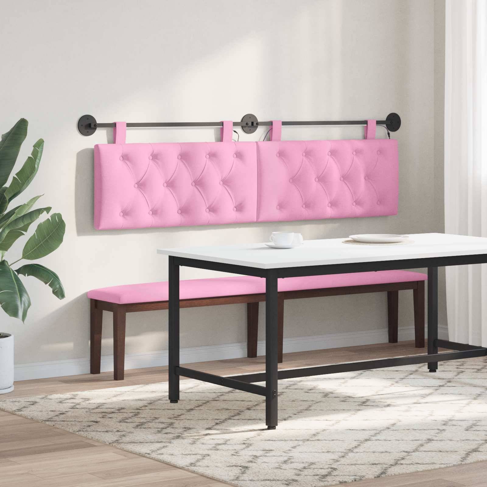 vidaXL Hängendes Kopfteil Mit LED Licht Rosa Stoff