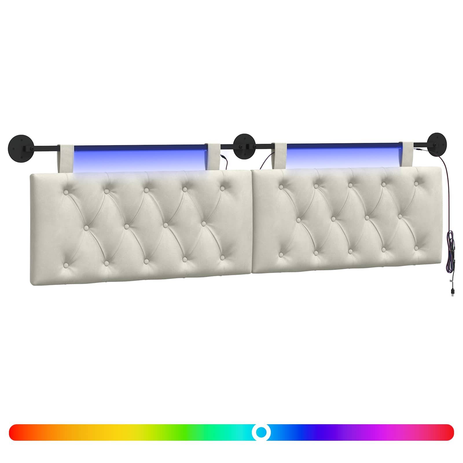 vidaXL Hängendes Kopfteil Mit LED Licht Creme Samt
