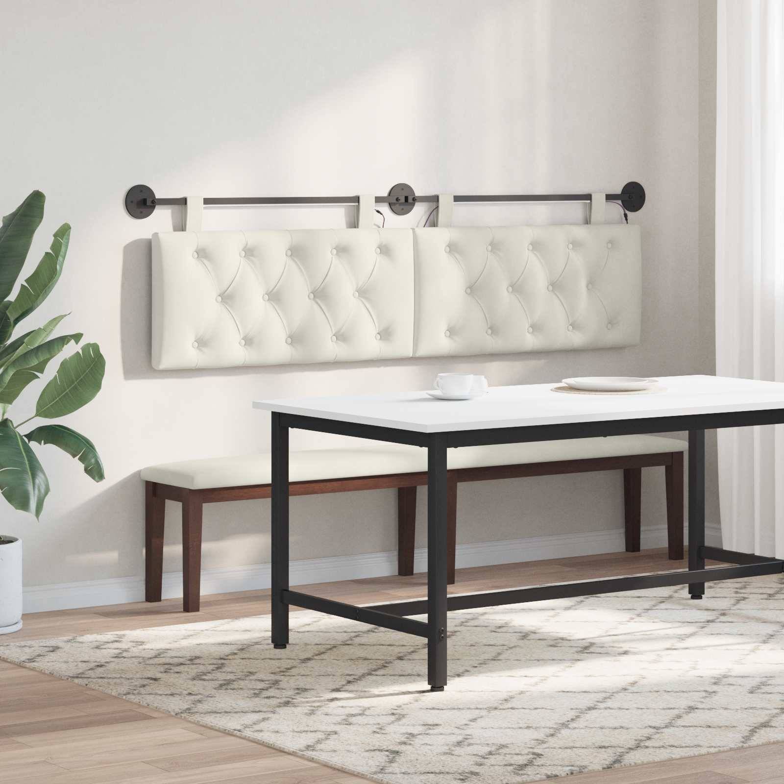 vidaXL Hängendes Kopfteil Mit LED Licht Creme Samt