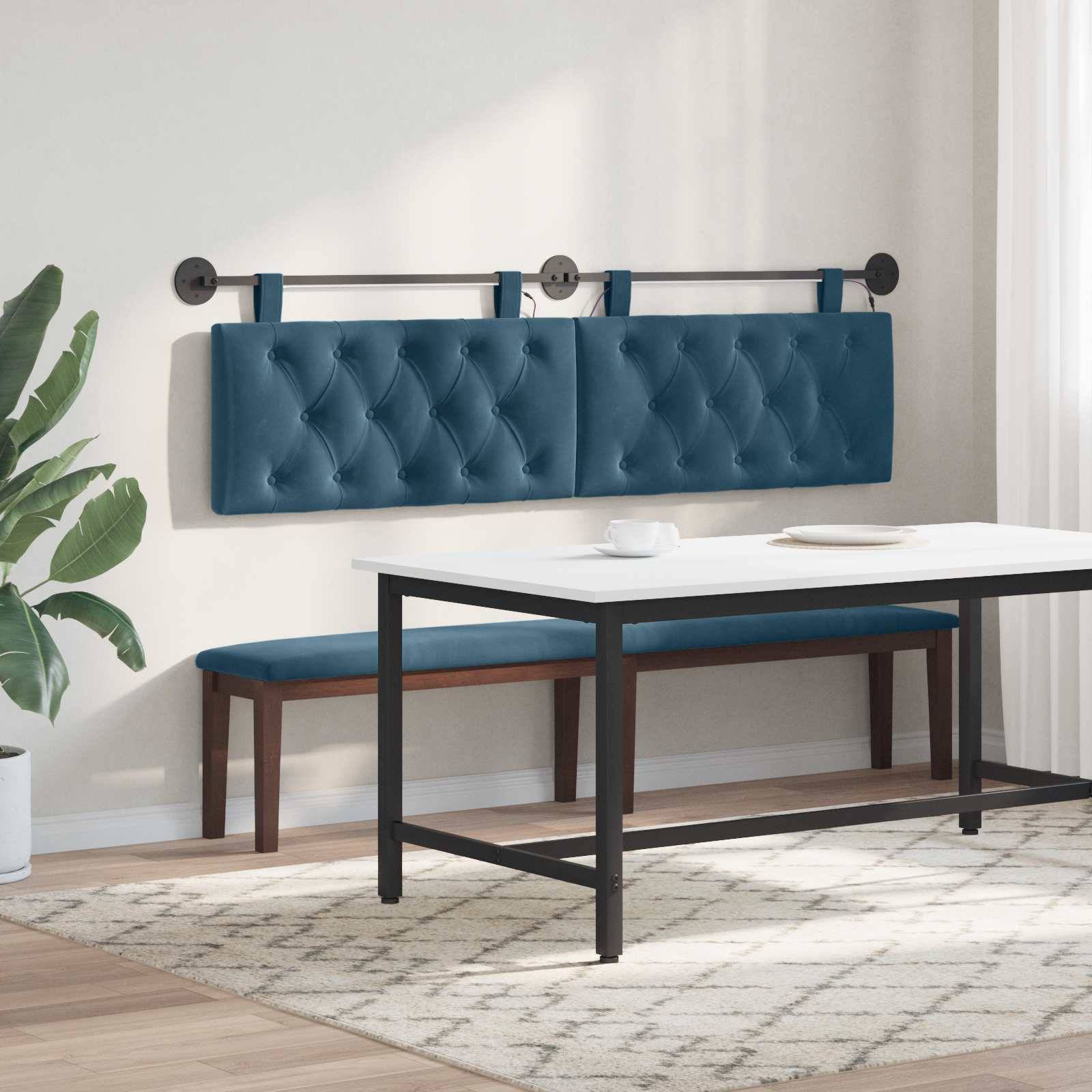 vidaXL Hängendes Kopfteil Mit LED Licht Blau Samt