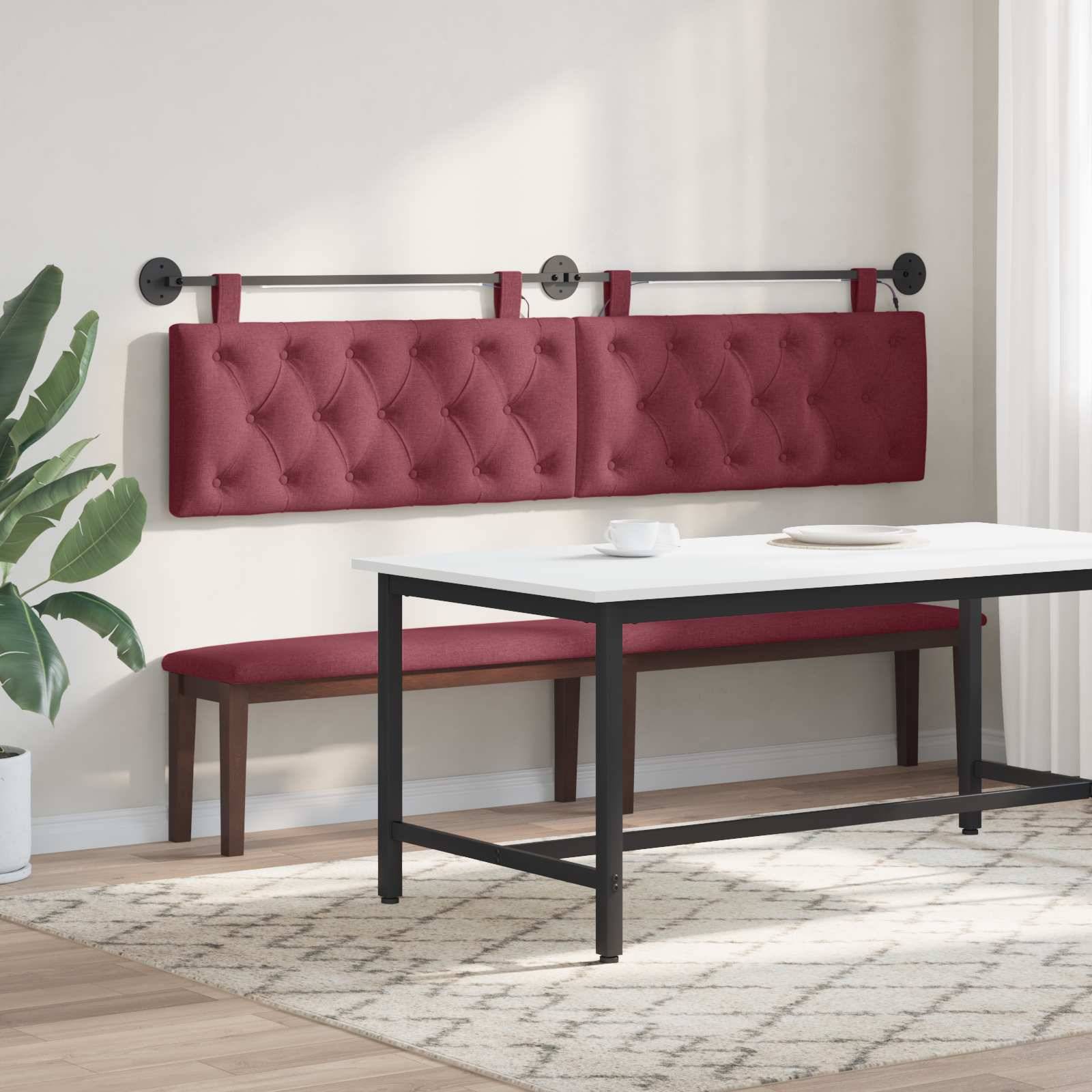 vidaXL Hängendes Kopfteil Mit LED Licht Weinrot Stoff