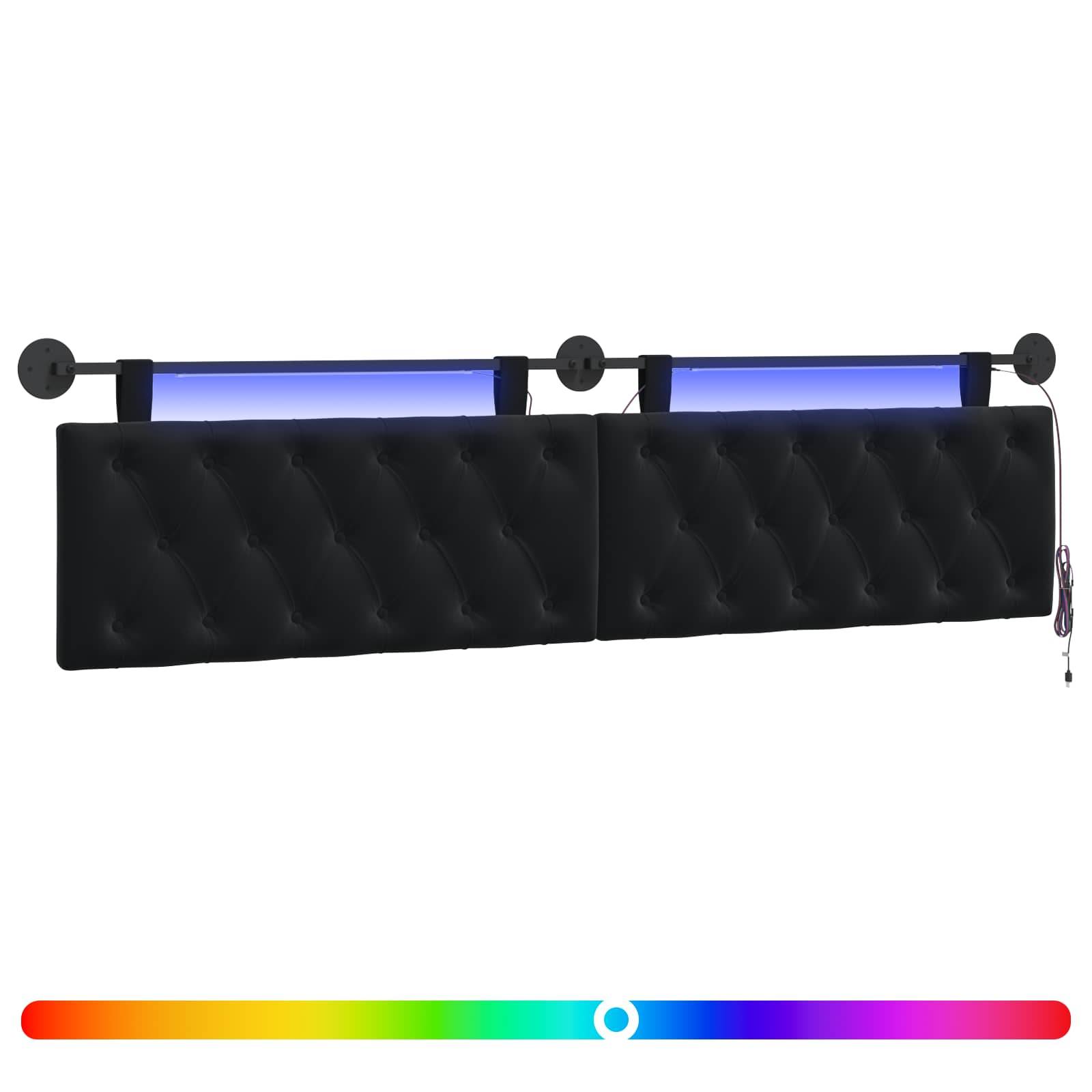 vidaXL Hängendes Kopfteil Mit LED Licht Schwarz Samt