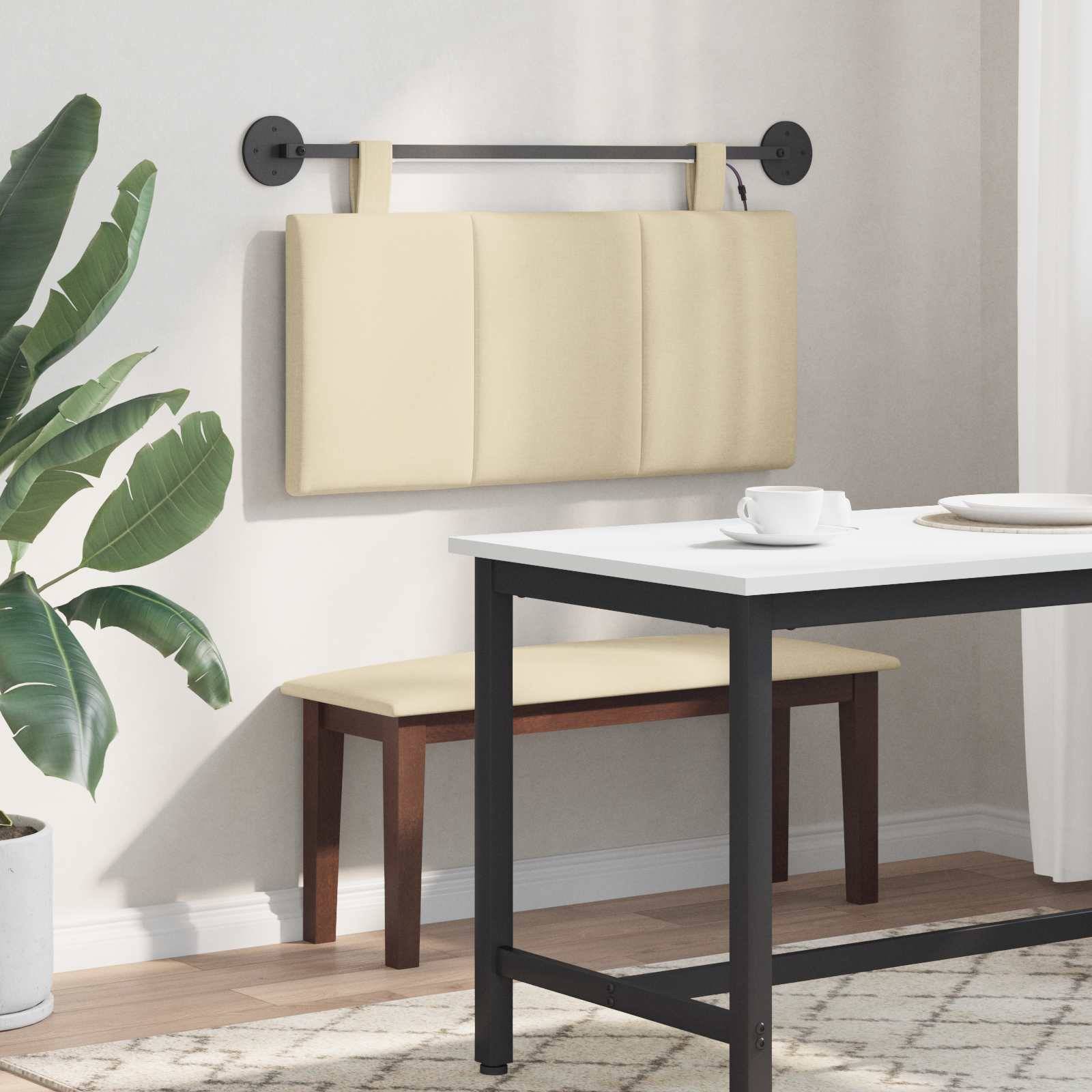 vidaXL Hängendes Kopfteil Mit LED Licht Creme Stoff