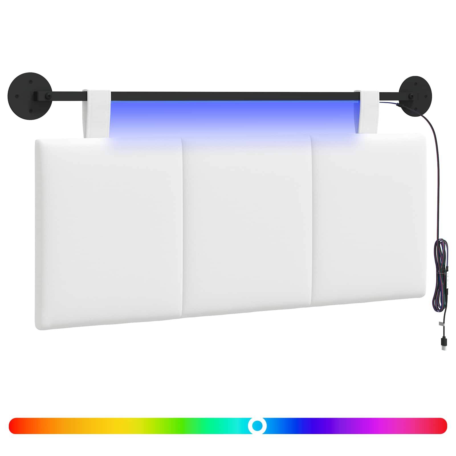 vidaXL Hängendes Kopfteil Mit LED Licht Weiß Stoff