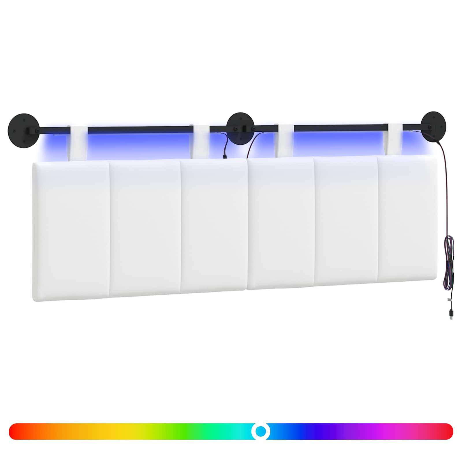 vidaXL Hängendes Kopfteil Mit LED Licht Weiß Stoff