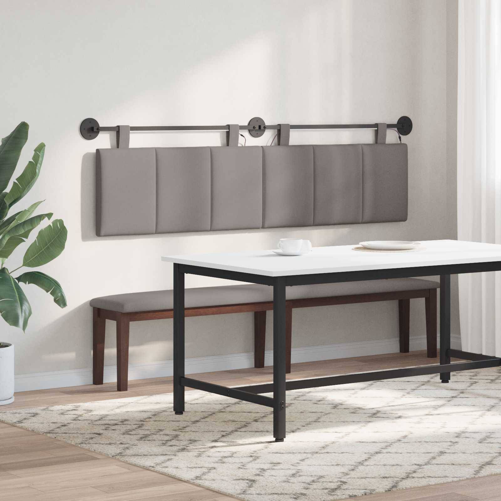 vidaXL Hängendes Kopfteil Mit LED Licht Taupe Stoff