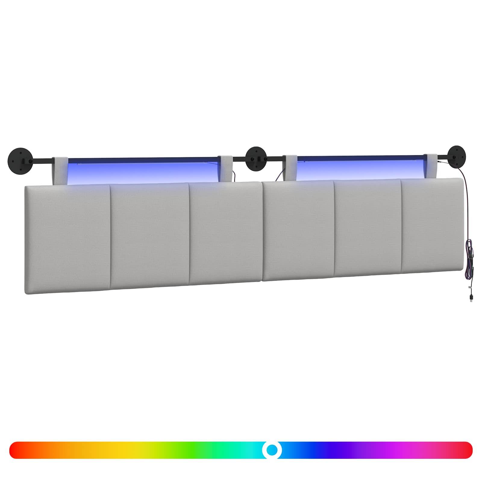 vidaXL Hängendes Kopfteil Mit LED Licht Wolkengrau Stoff