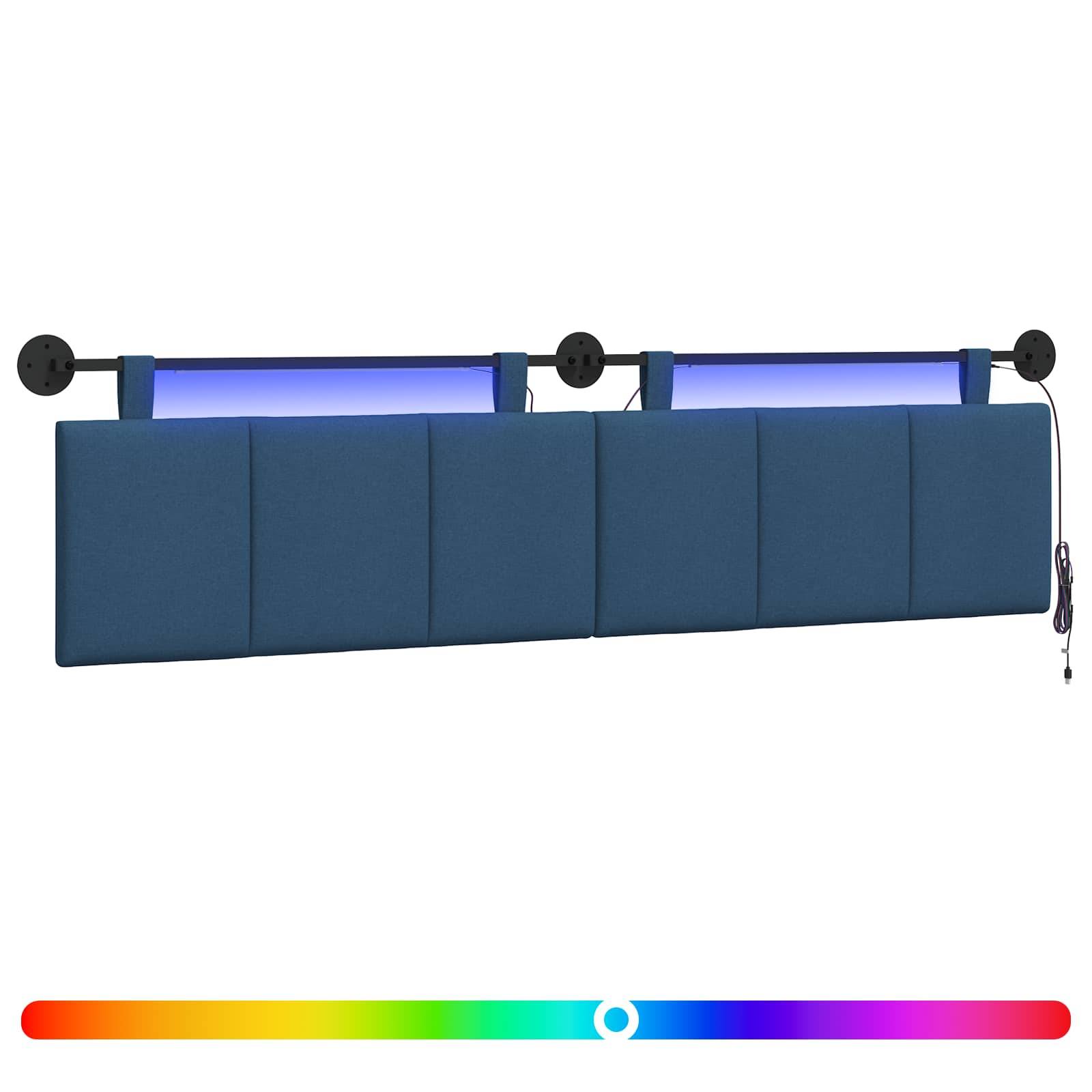 vidaXL Hängendes Kopfteil Mit LED Licht Blau Stoff