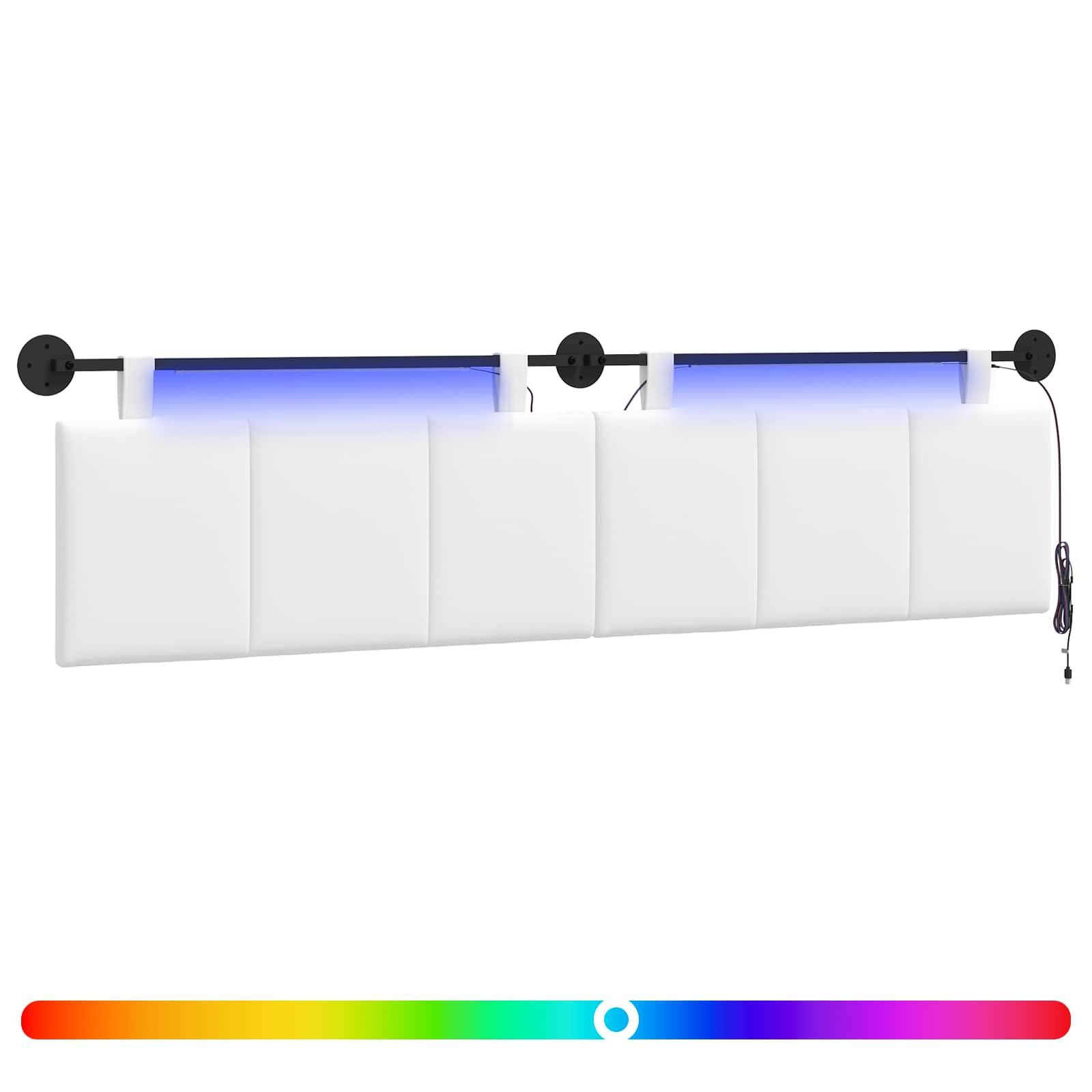 vidaXL Hängendes Kopfteil Mit LED Licht Weiß Stoff