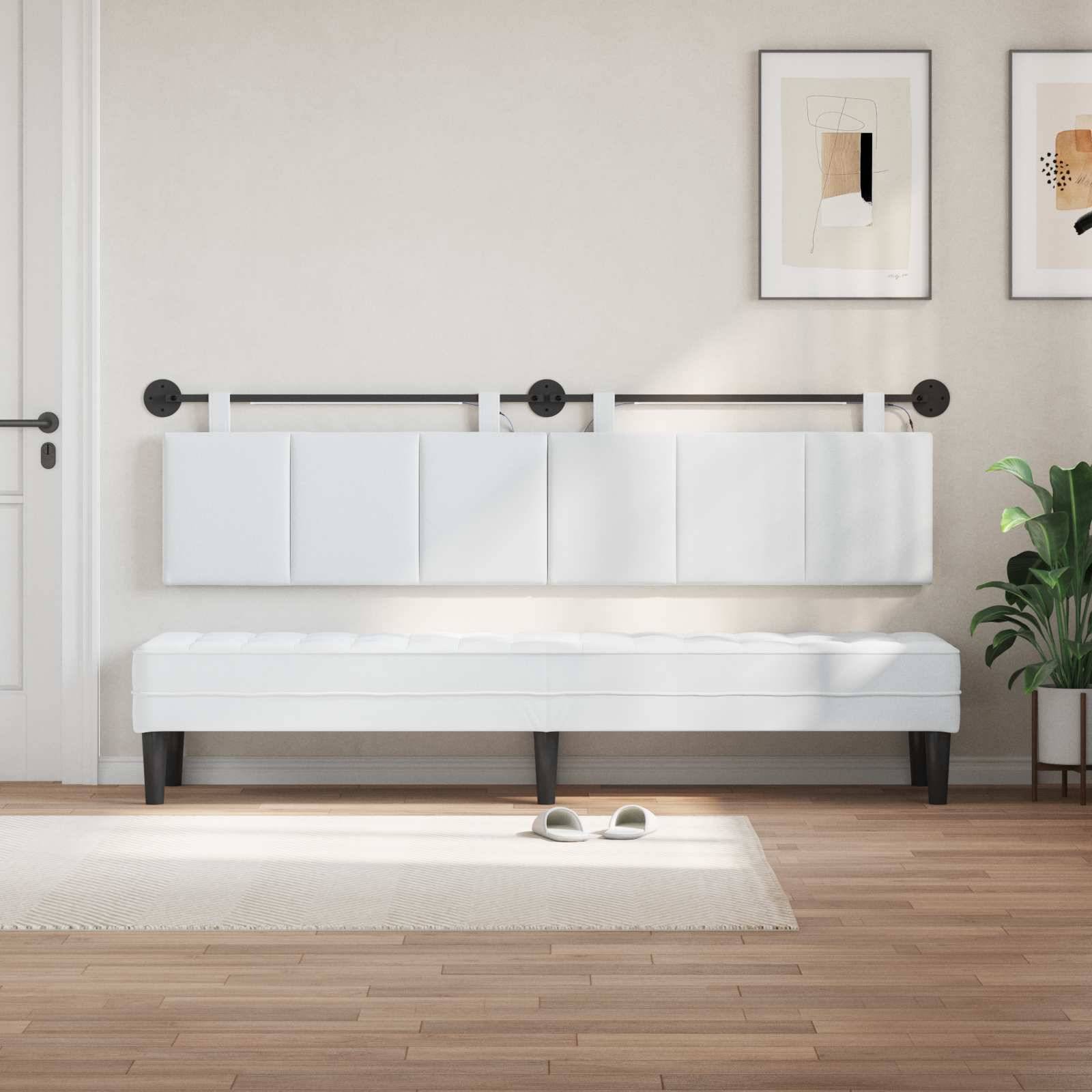 vidaXL Hängendes Kopfteil Mit LED Licht Weiß Stoff