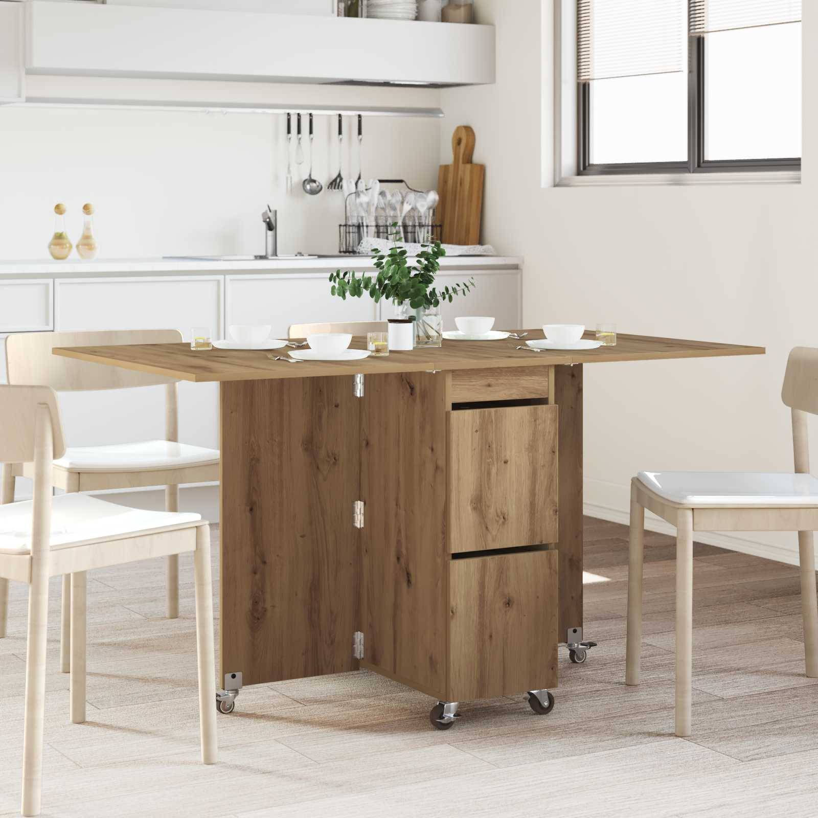 vidaXL Esstisch 2 pcs 140 x 80 x 77 cm Holzwerkstoff Artisan-Eiche