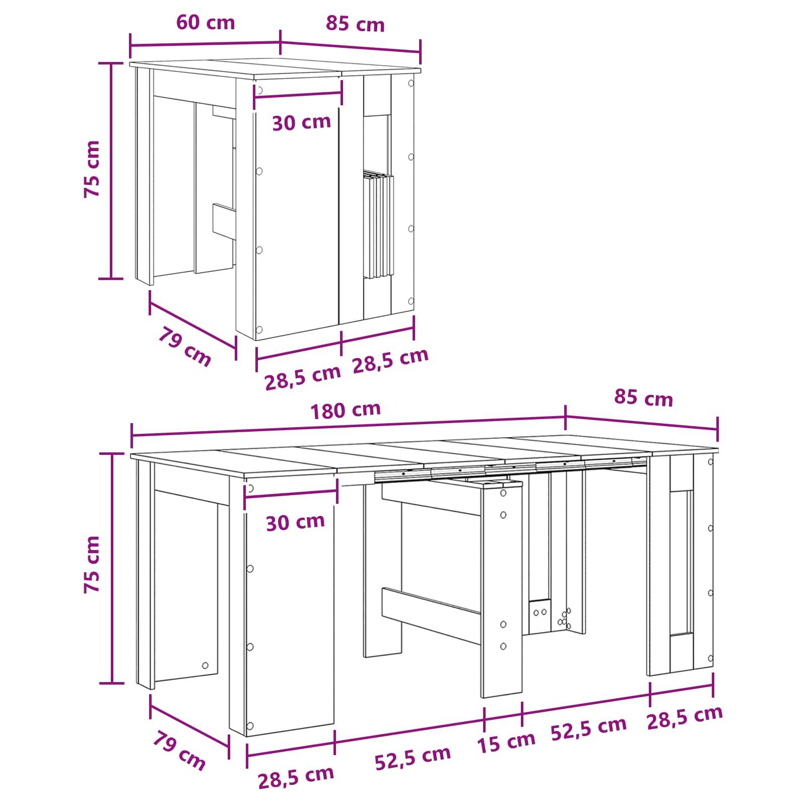 vidaXL Esstisch 180 x 85 x 75 cm Holzwerkstoff Schwarze Eiche