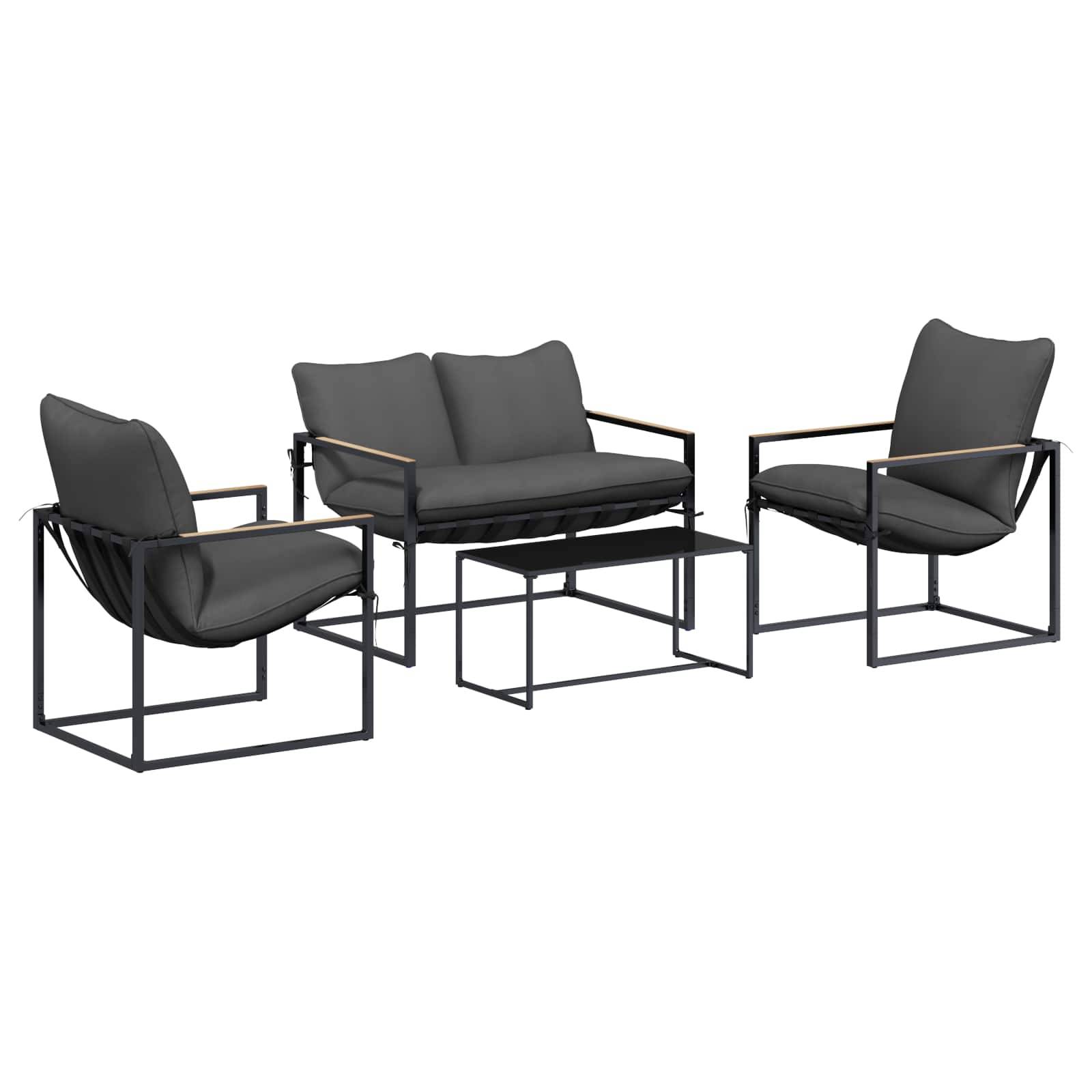 vidaXL Gartensofa-set 4 pcs Schwarz und Anthrazit Stahl