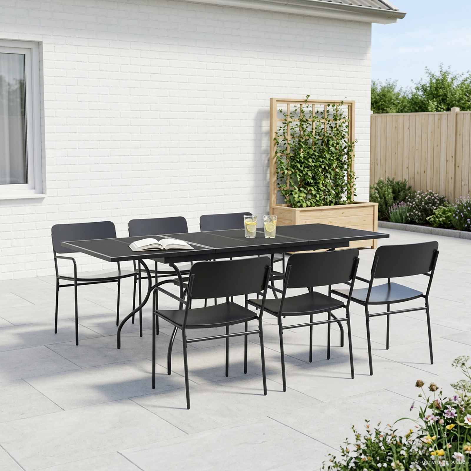 vidaXL Garten Essgruppe 7 pcs Anthrazit Stahl