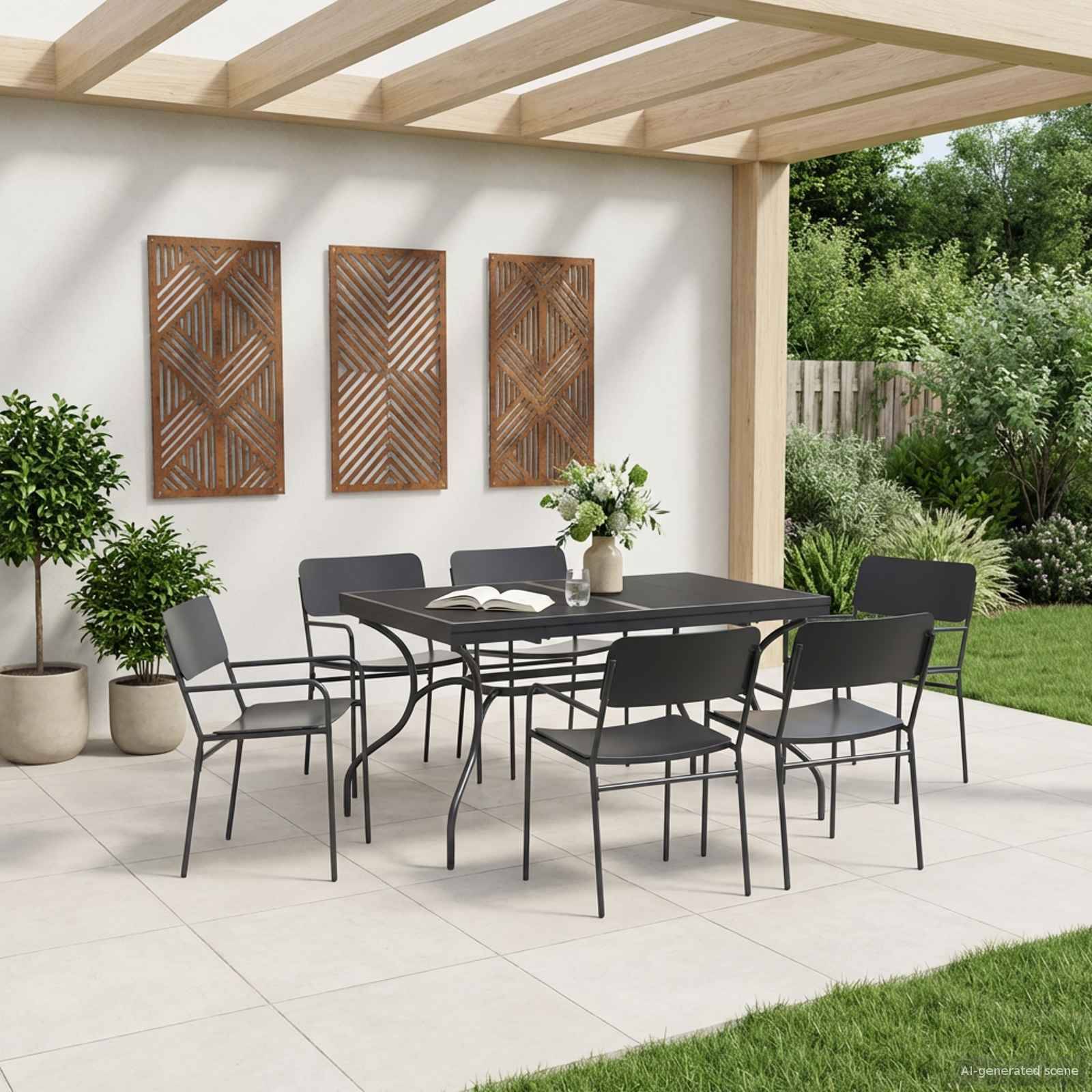 vidaXL Garten Essgruppe 7 pcs Anthrazit Stahl