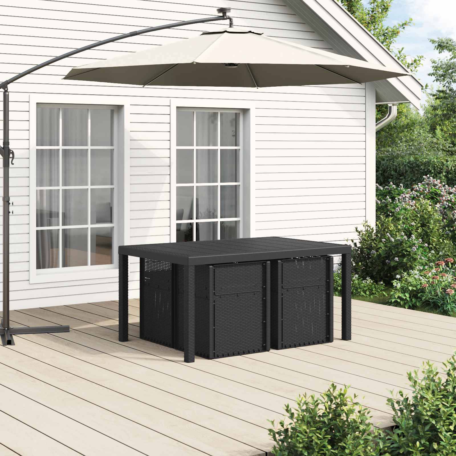 vidaXL Garten Essgruppe mit Kissen 5 pcs Anthrazit und Creme PP