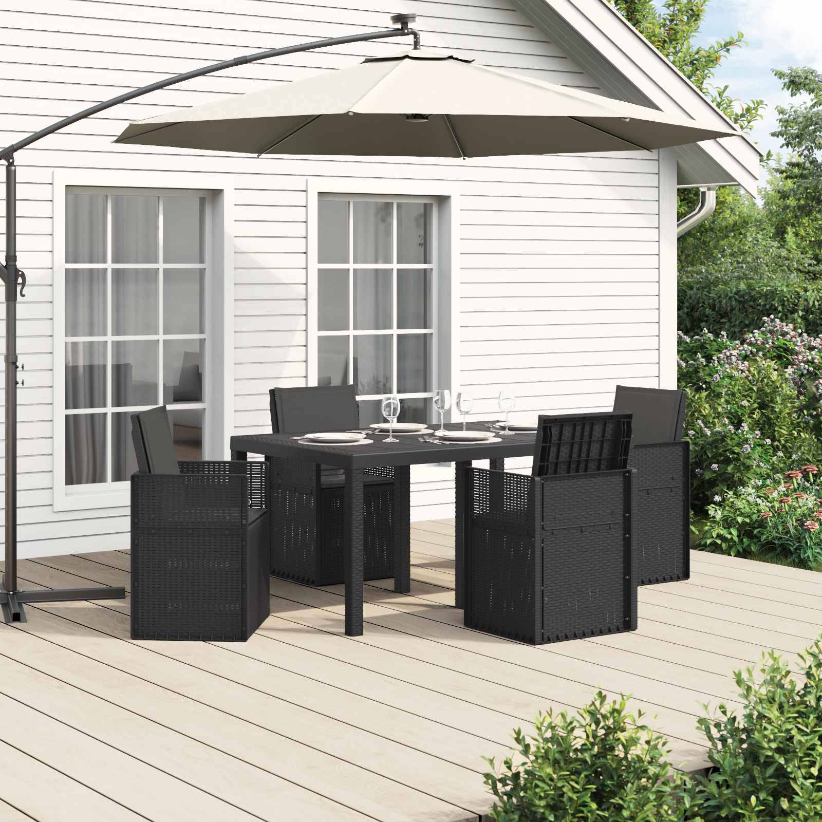 vidaXL Garten Essgruppe mit Kissen 5 pcs Anthrazit PP