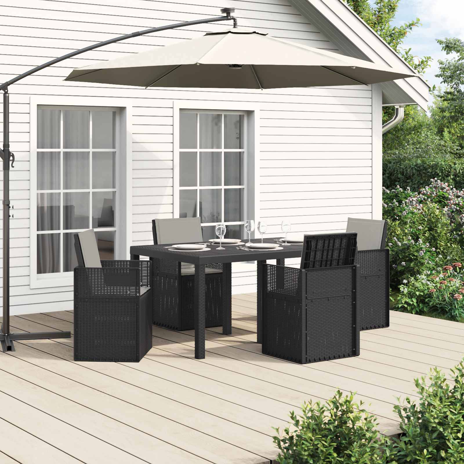 vidaXL Garten Essgruppe mit Kissen 5 pcs Anthrazit und Hellgrau PP