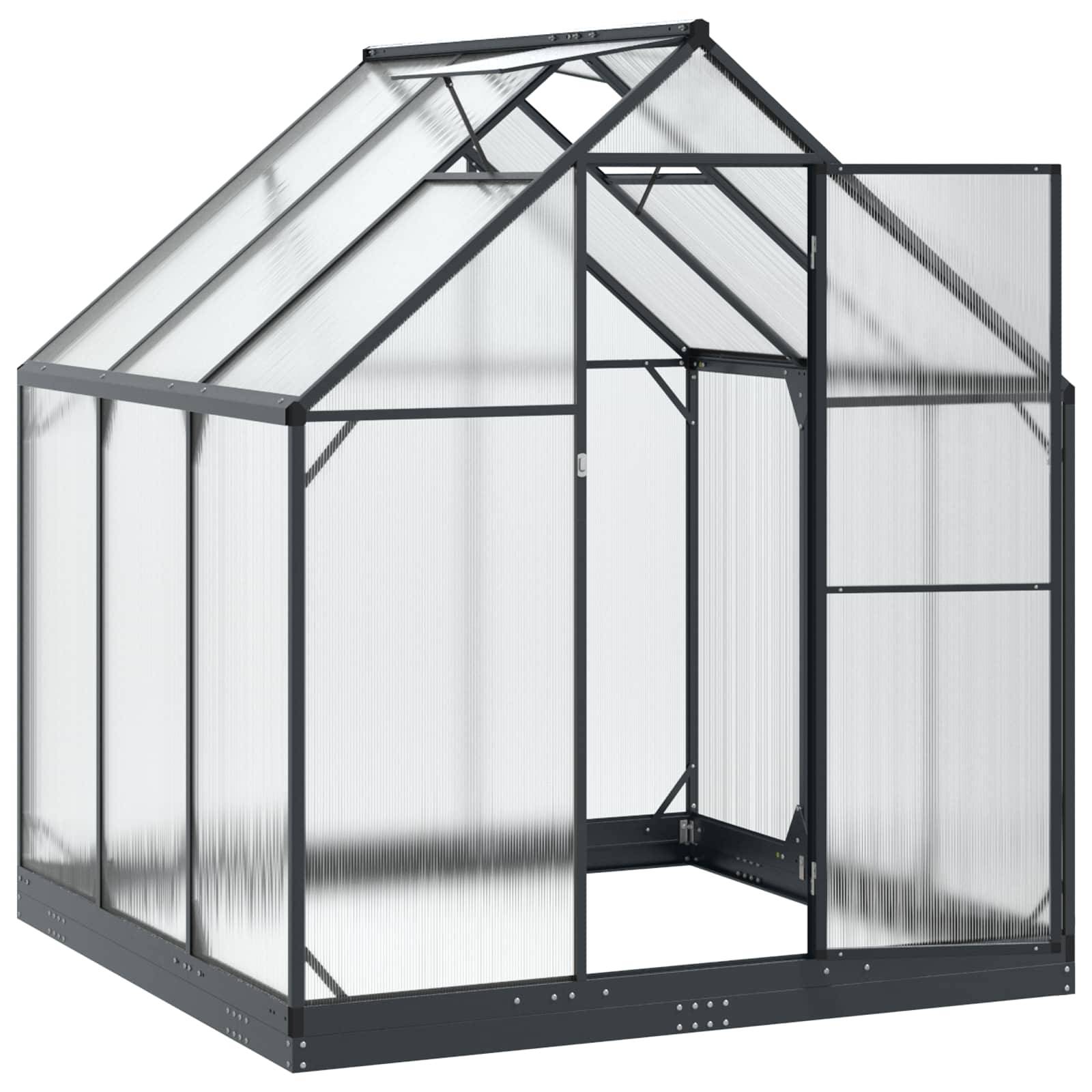 vidaXL Garten Gewächshaus mit Tür Anthrazit 183,5 x 183,5 x 207 cm