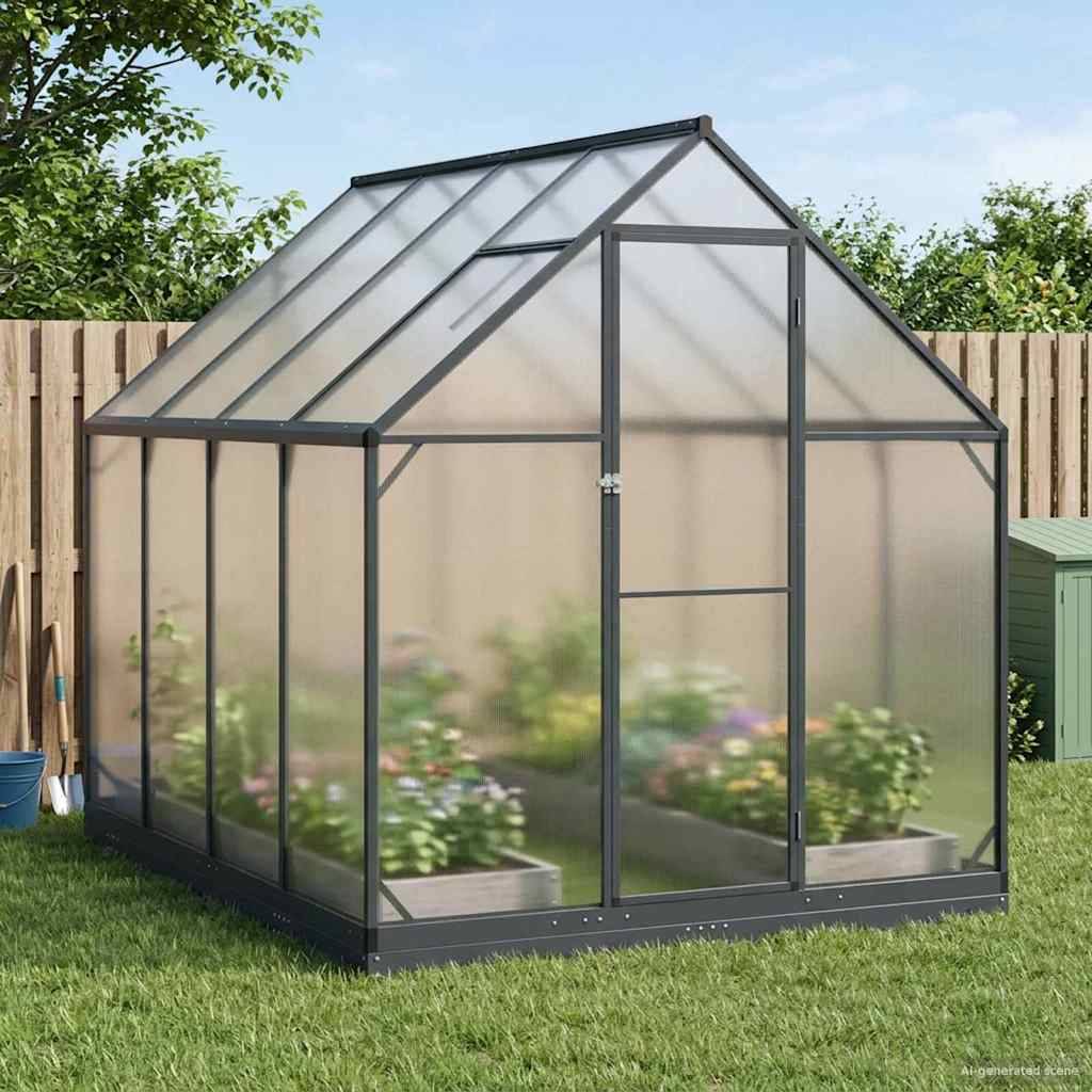 vidaXL Garten Gewächshaus mit Tür Anthrazit 183,5 x 243,5 x 207 cm