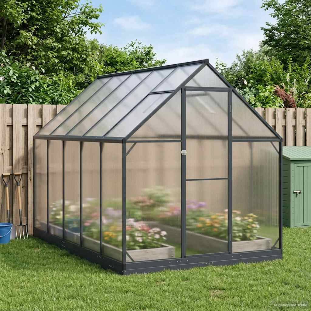 vidaXL Garten Gewächshaus mit Tür Anthrazit 183,5 x 303,5 x 207 cm