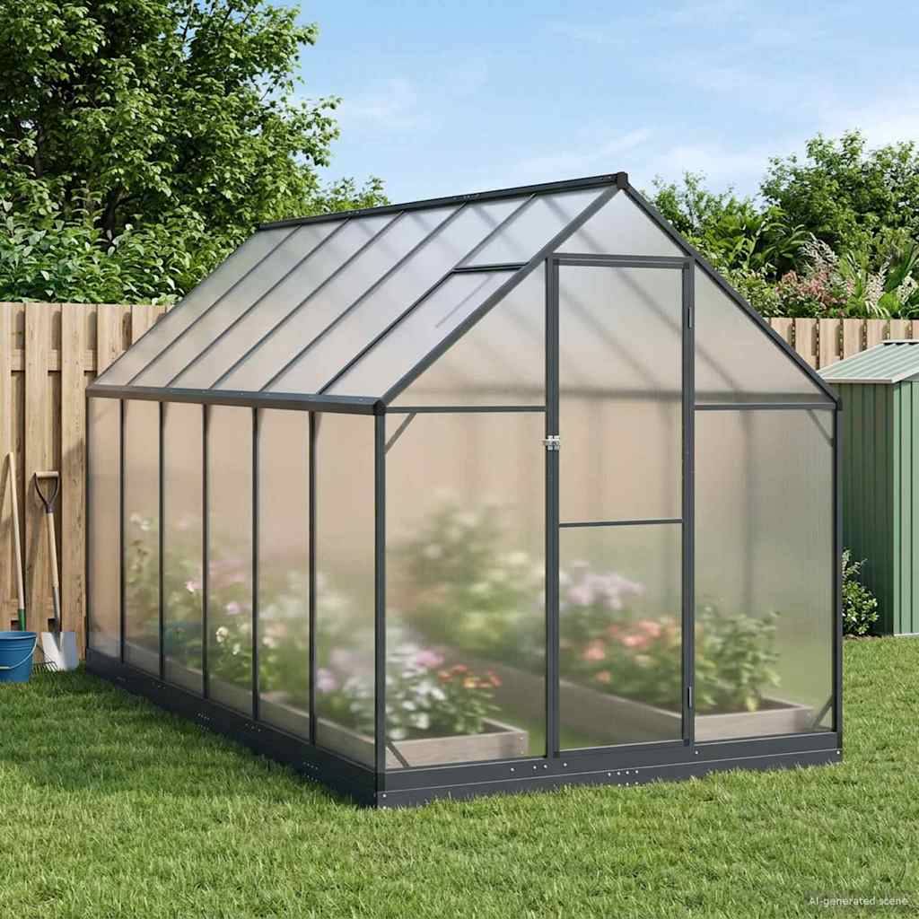 vidaXL Garten Gewächshaus mit Tür Anthrazit 183,5 x 363,5 x 207 cm