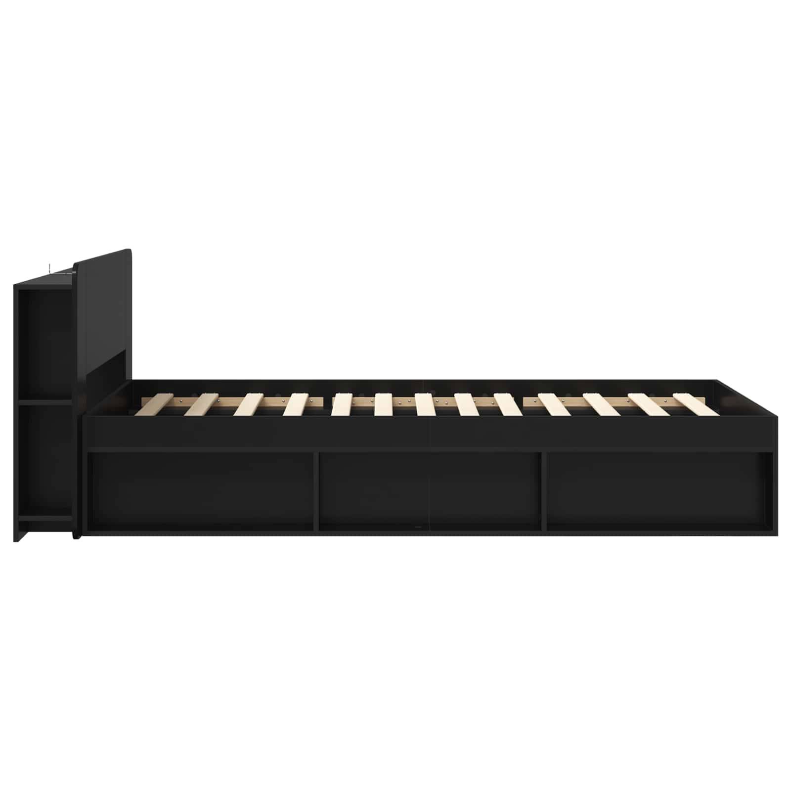 vidaXL Bettgestell mit Stauraum Schwarz 75 x 190 cm Holzwerkstoff
