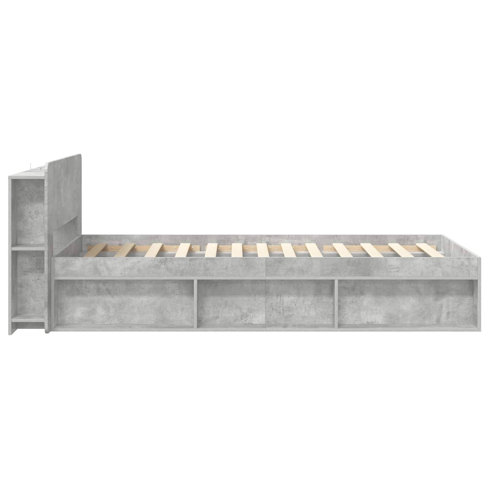 vidaXL Bettgestell mit Stauraum Betongrau 75 x 190 cm Holzwerkstoff