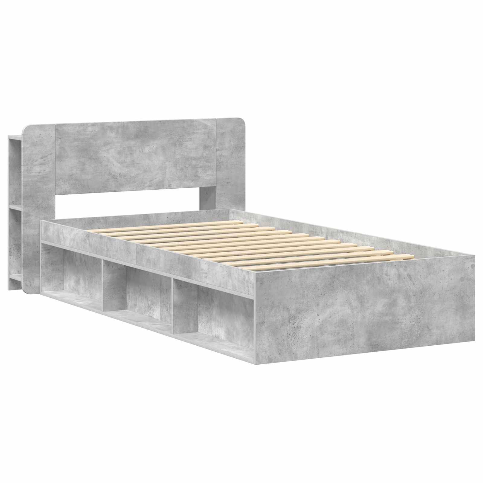 vidaXL Bettgestell mit Stauraum Betongrau 100 x 200 cm Holzwerkstoff