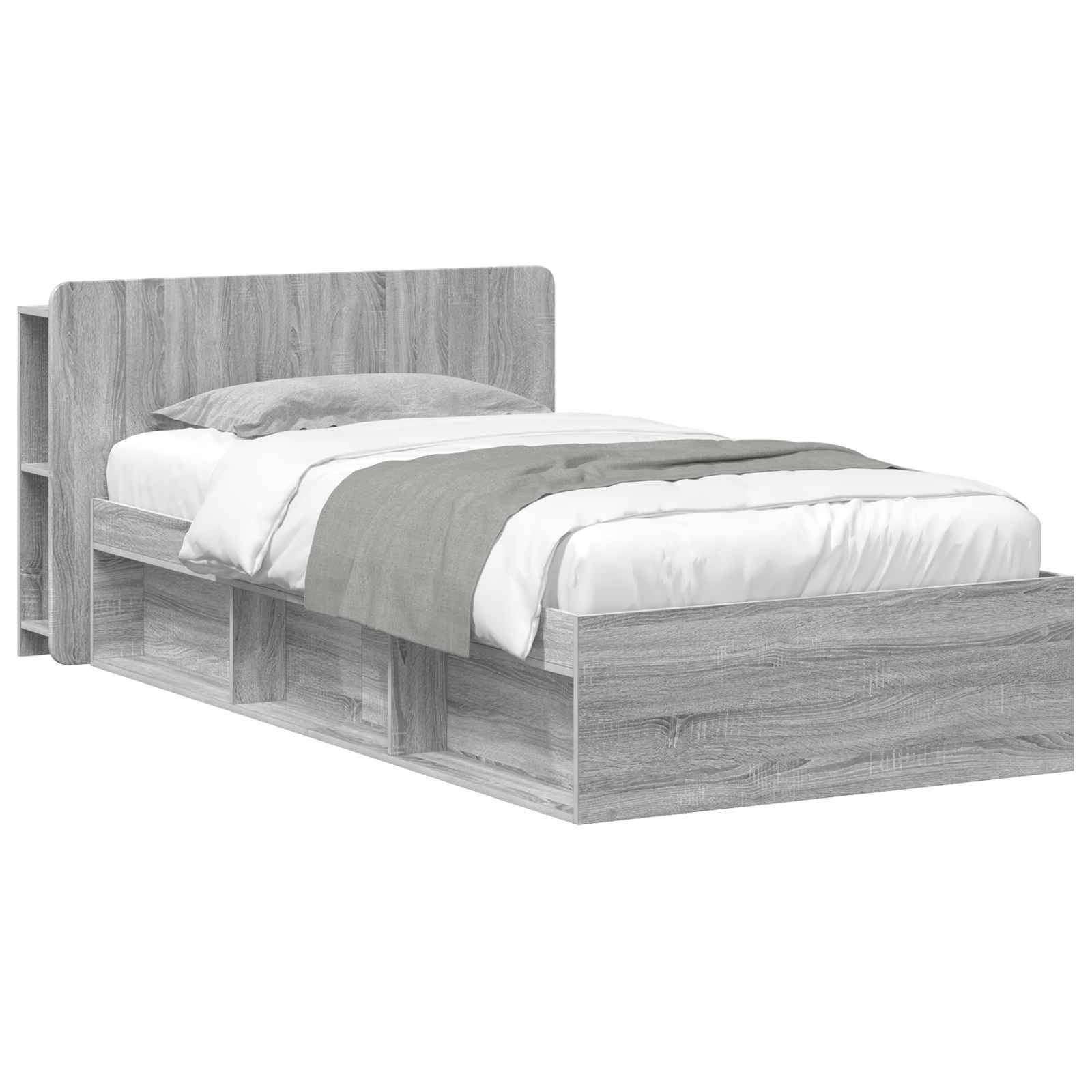 vidaXL Bettgestell mit Stauraum Grau Sonoma 75 x 190 cm Holzwerkstoff