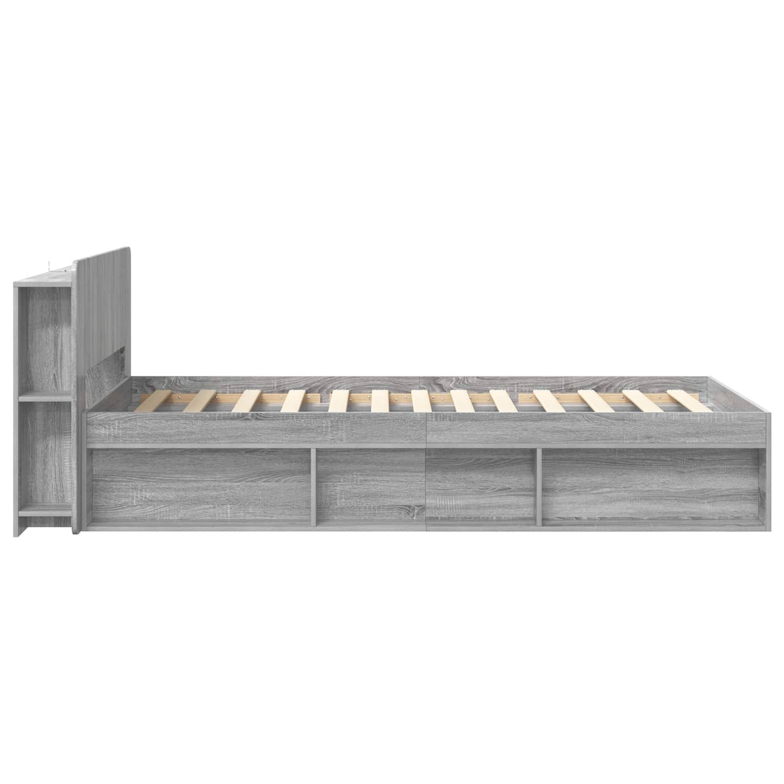 vidaXL Bettgestell mit Stauraum Grau Sonoma 75 x 190 cm Holzwerkstoff