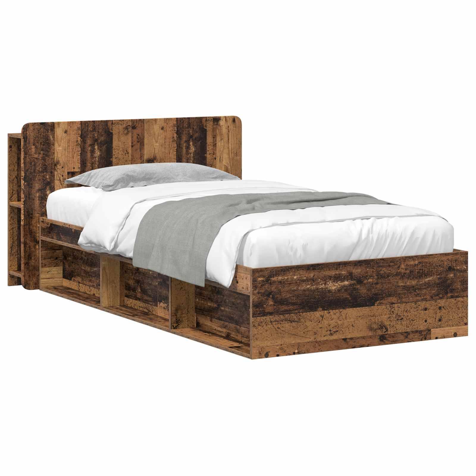 vidaXL Bettgestell mit Stauraum Altholz 80 x 200 cm Holzwerkstoff