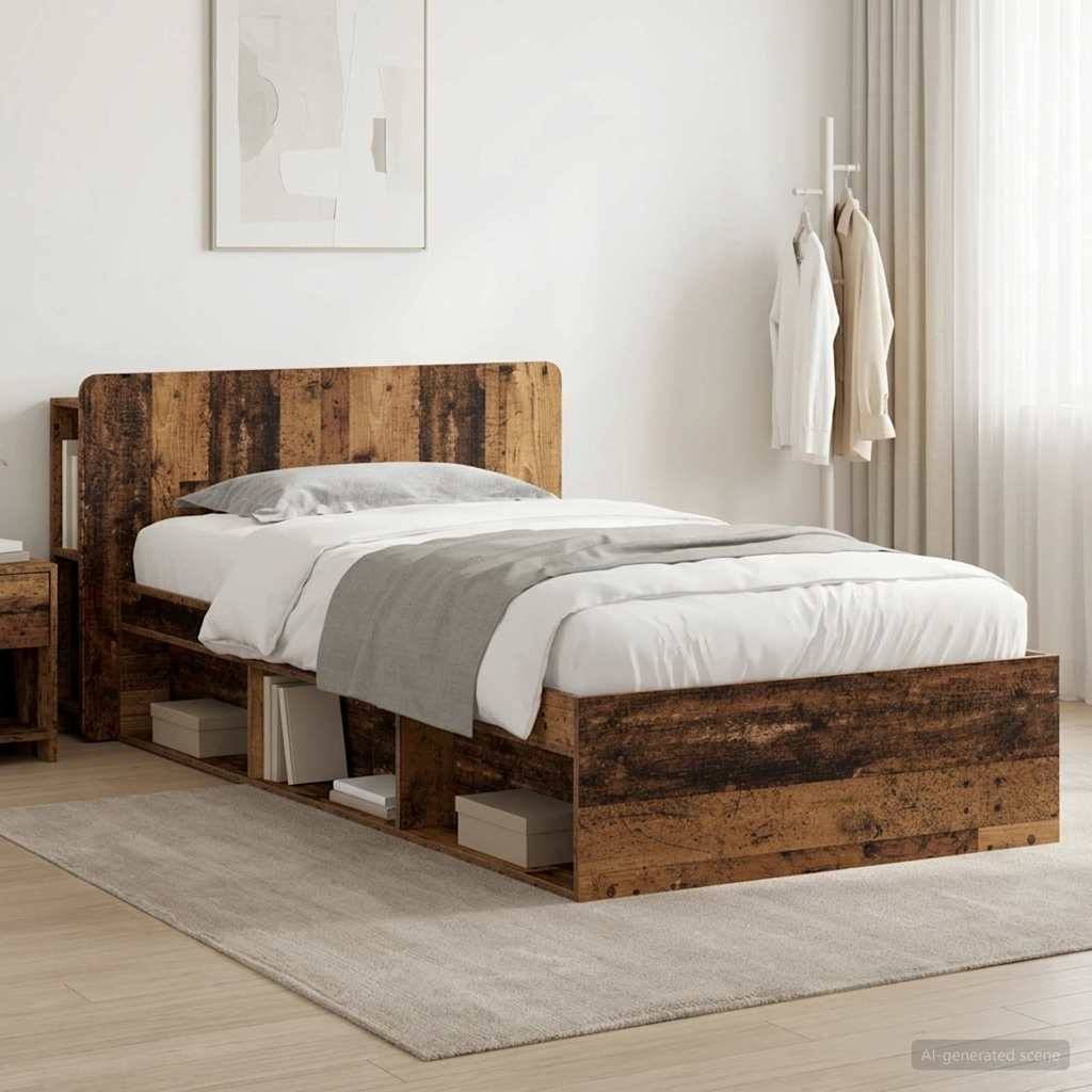 vidaXL Bettgestell mit Stauraum Altholz 75 x 190 cm Holzwerkstoff