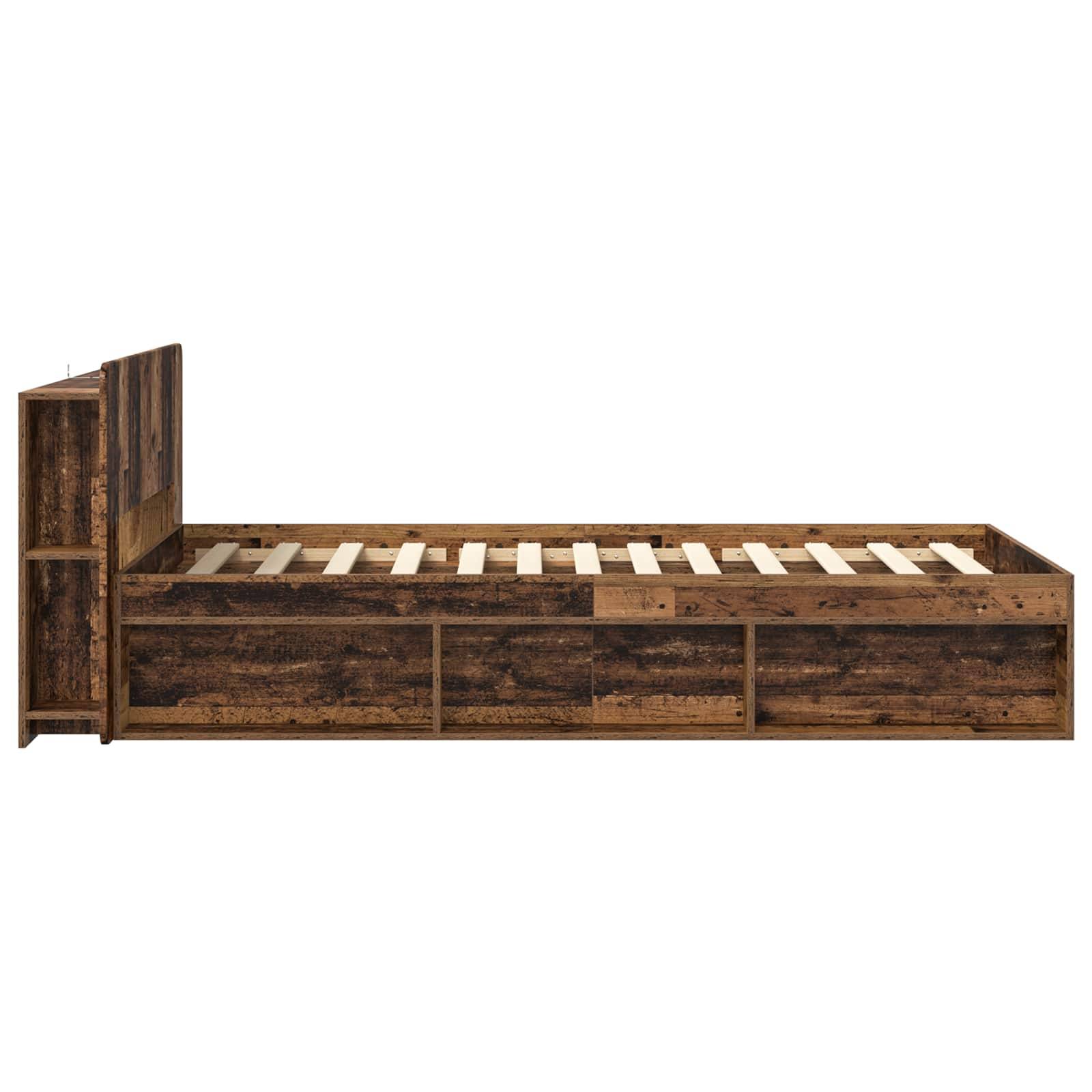 vidaXL Bettgestell mit Stauraum Altholz 80 x 200 cm Holzwerkstoff
