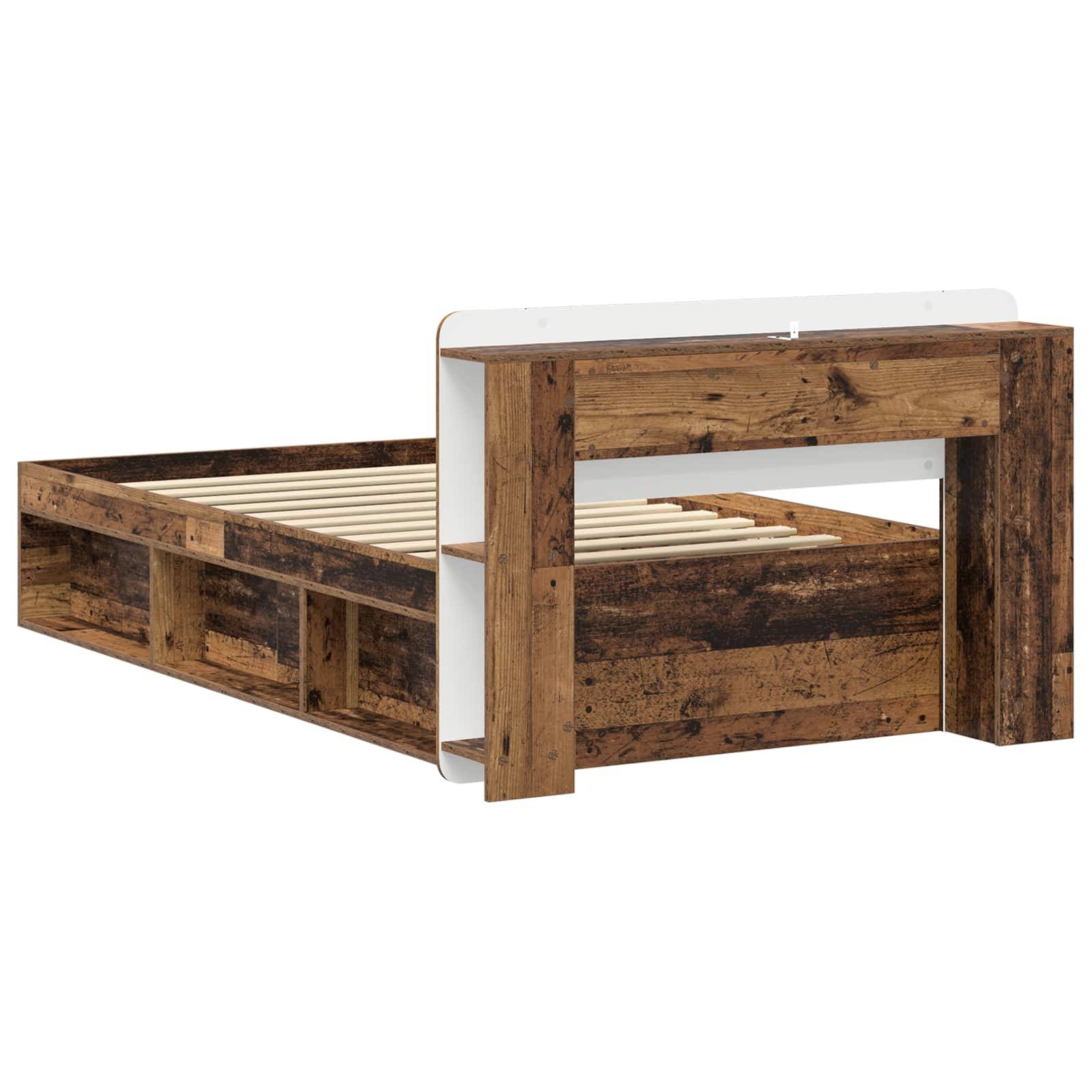 vidaXL Bettgestell mit Stauraum Altholz 80 x 200 cm Holzwerkstoff