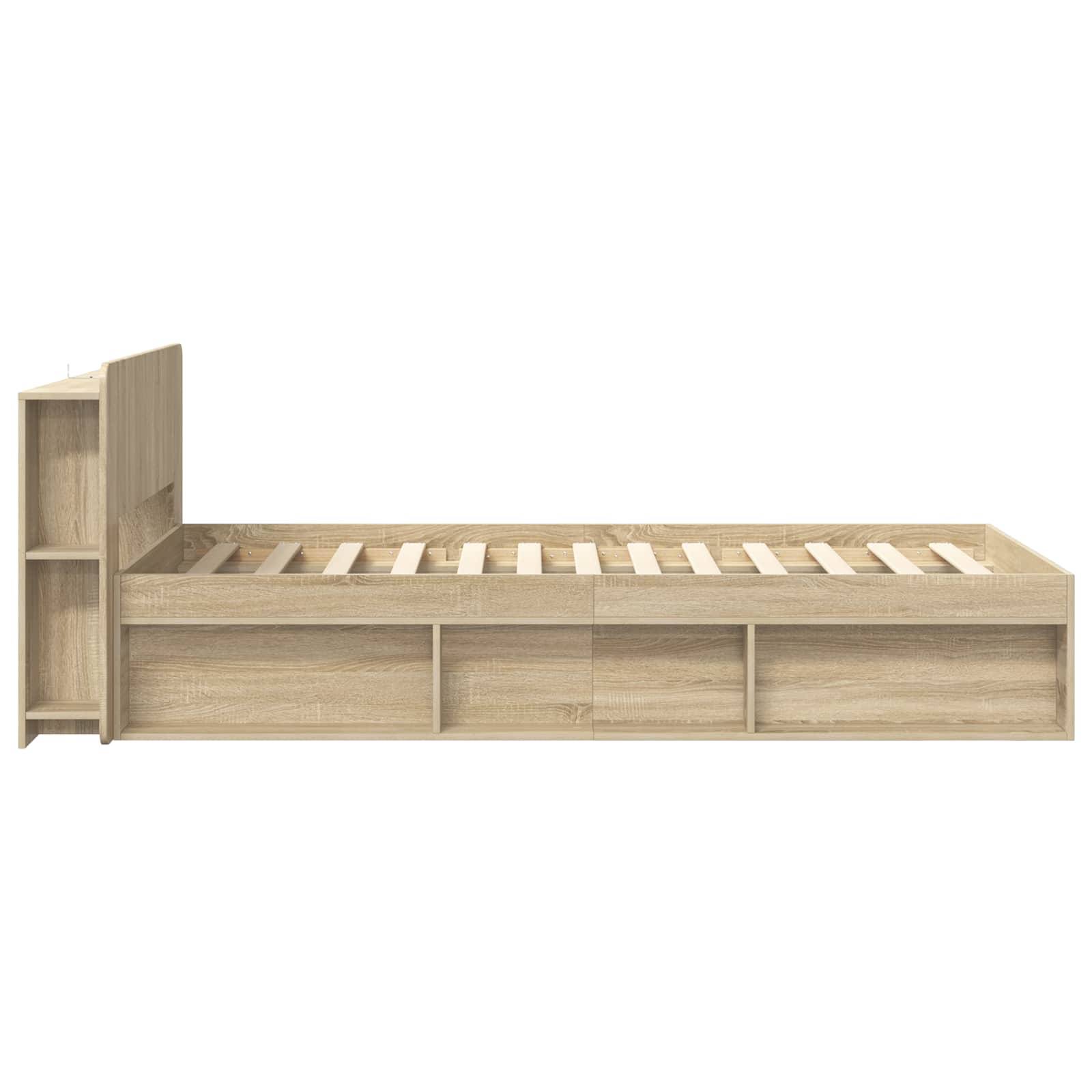 vidaXL Bettgestell mit Stauraum Sonoma-Eiche 80 x 200 cm Holzwerkstoff