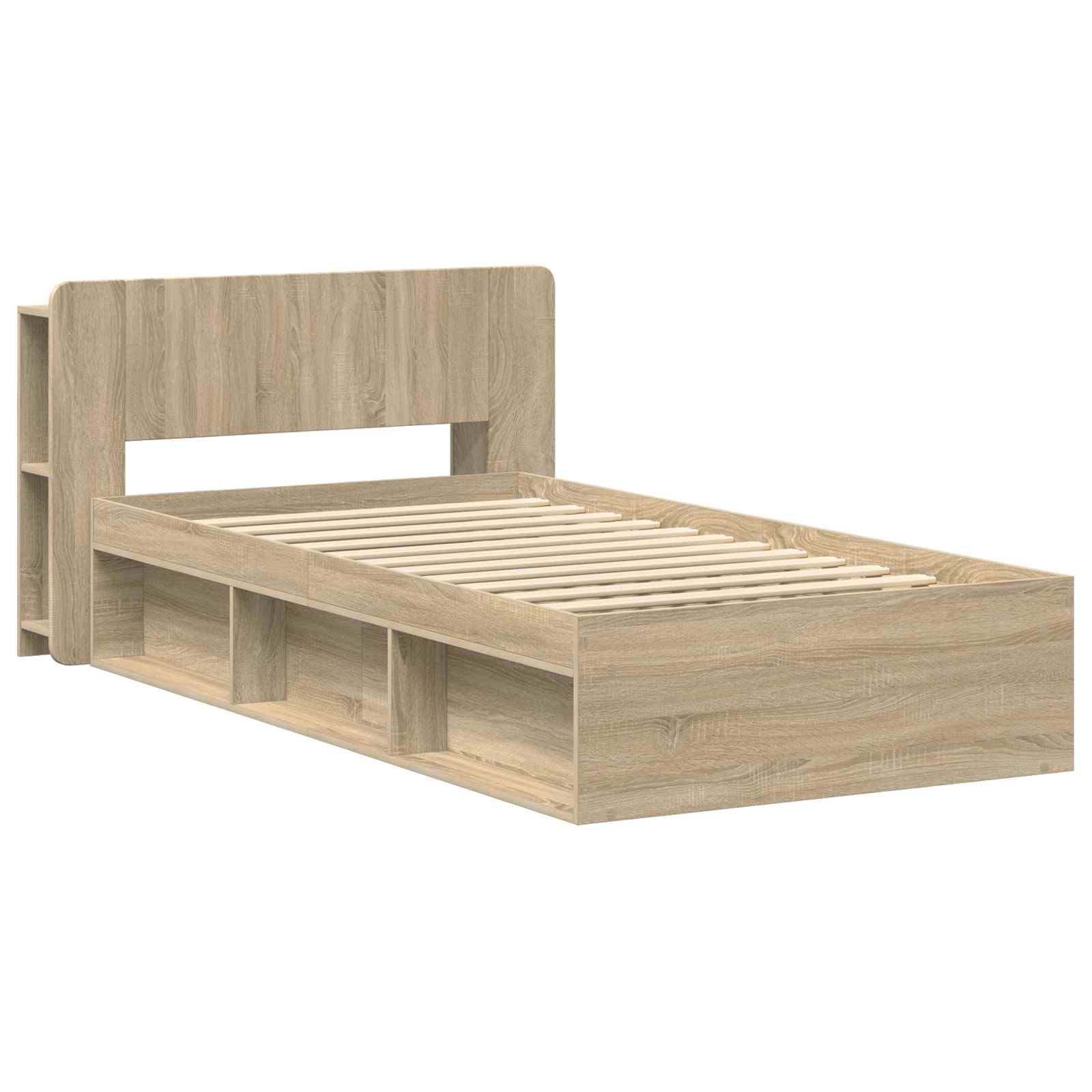 vidaXL Bettgestell mit Stauraum Sonoma-Eiche 75 x 190 cm Holzwerkstoff