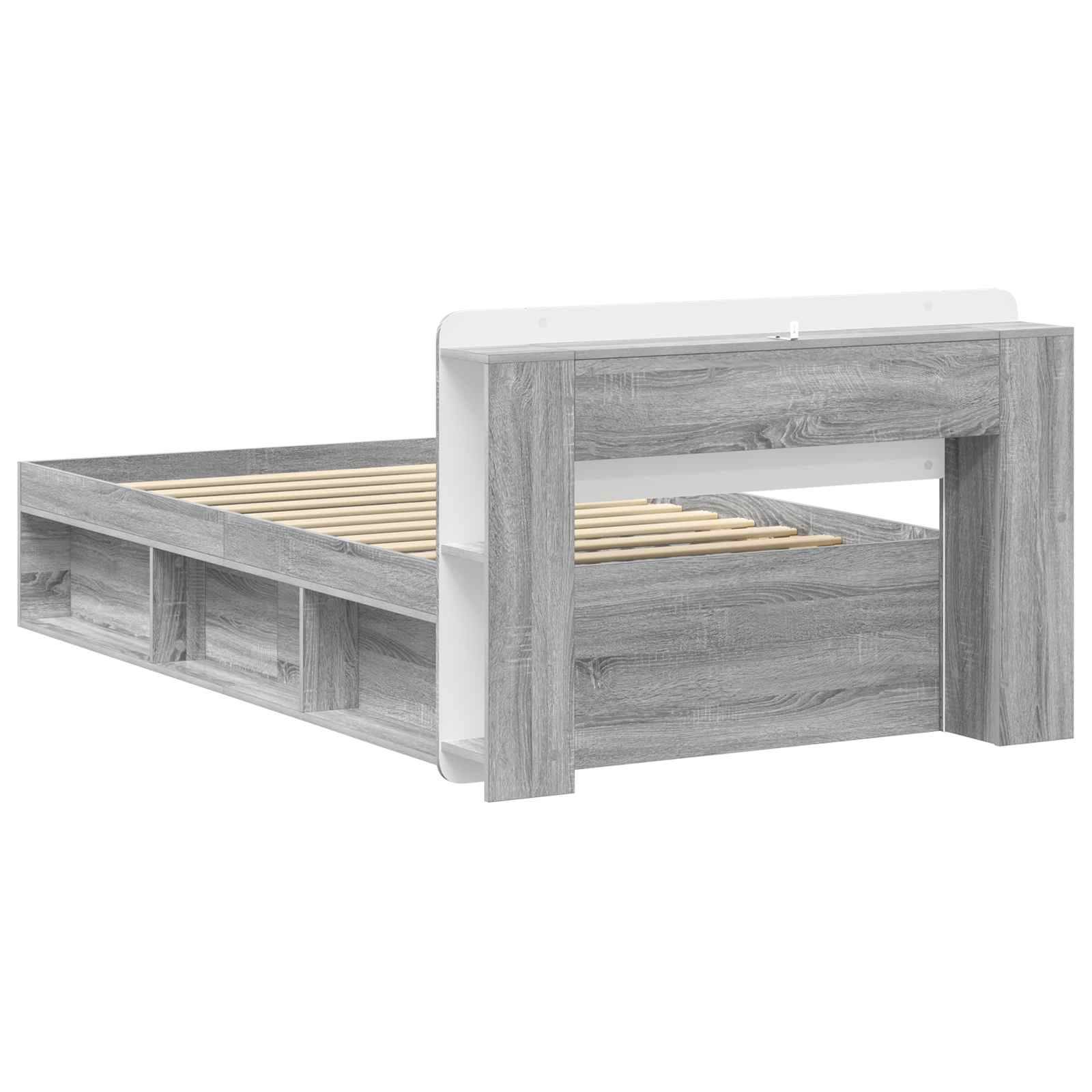 vidaXL Bettgestell mit Stauraum Grau Sonoma 80 x 200 cm Holzwerkstoff