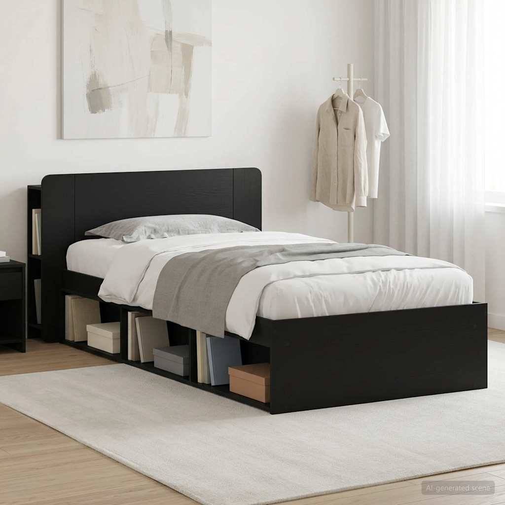 vidaXL Bettgestell mit Stauraum Schwarz 90 x 190 cm Holzwerkstoff