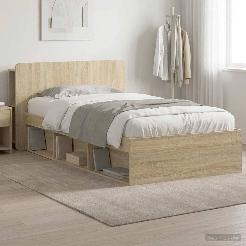 vidaXL Bettgestell mit Stauraum Sonoma-Eiche 90 x 190 cm Holzwerkstoff